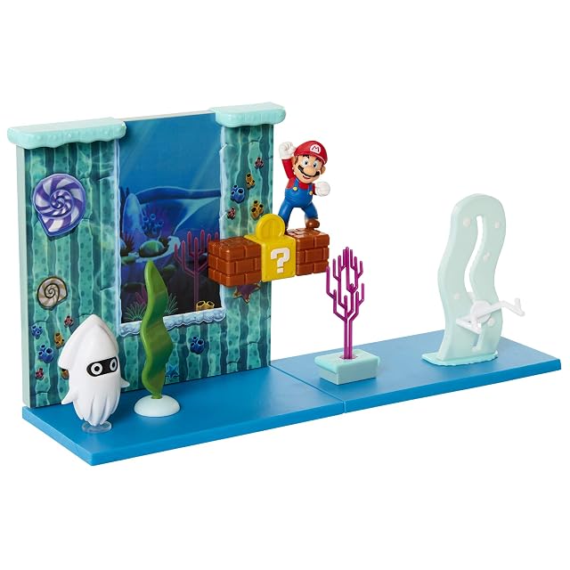 Nintendo Super Mario - Playset Submarino con 10 Accesorios - Incluye Mario 6 cm - Piezas Interactivas