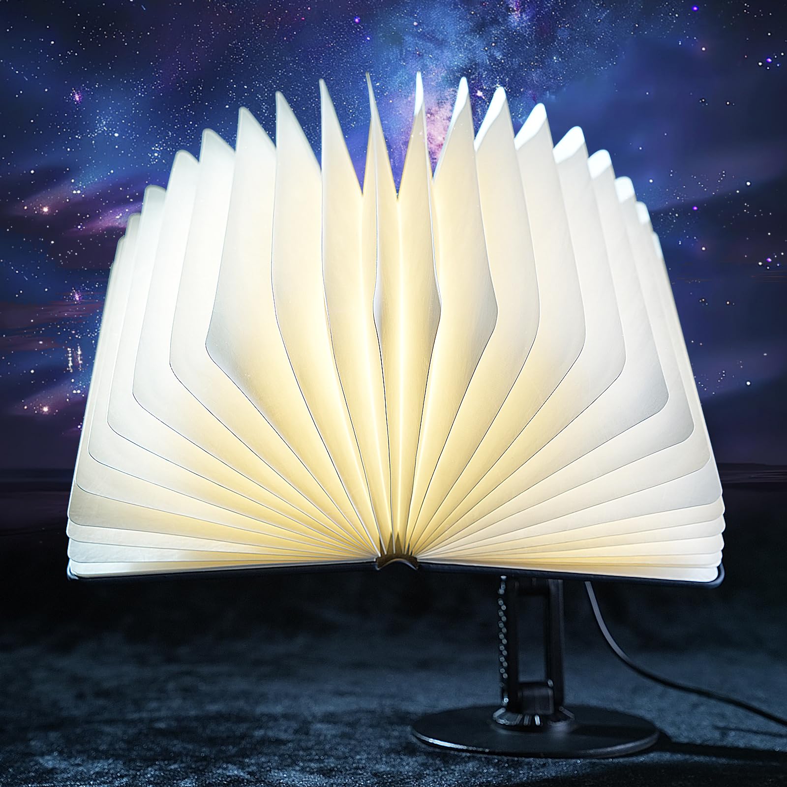 QXMGCBOK Enchanted Book Lamp AI Voice Activated | Auto-Flip Magic Lighting for Fantasy Fans, Spell-Casting Decor in Home Office