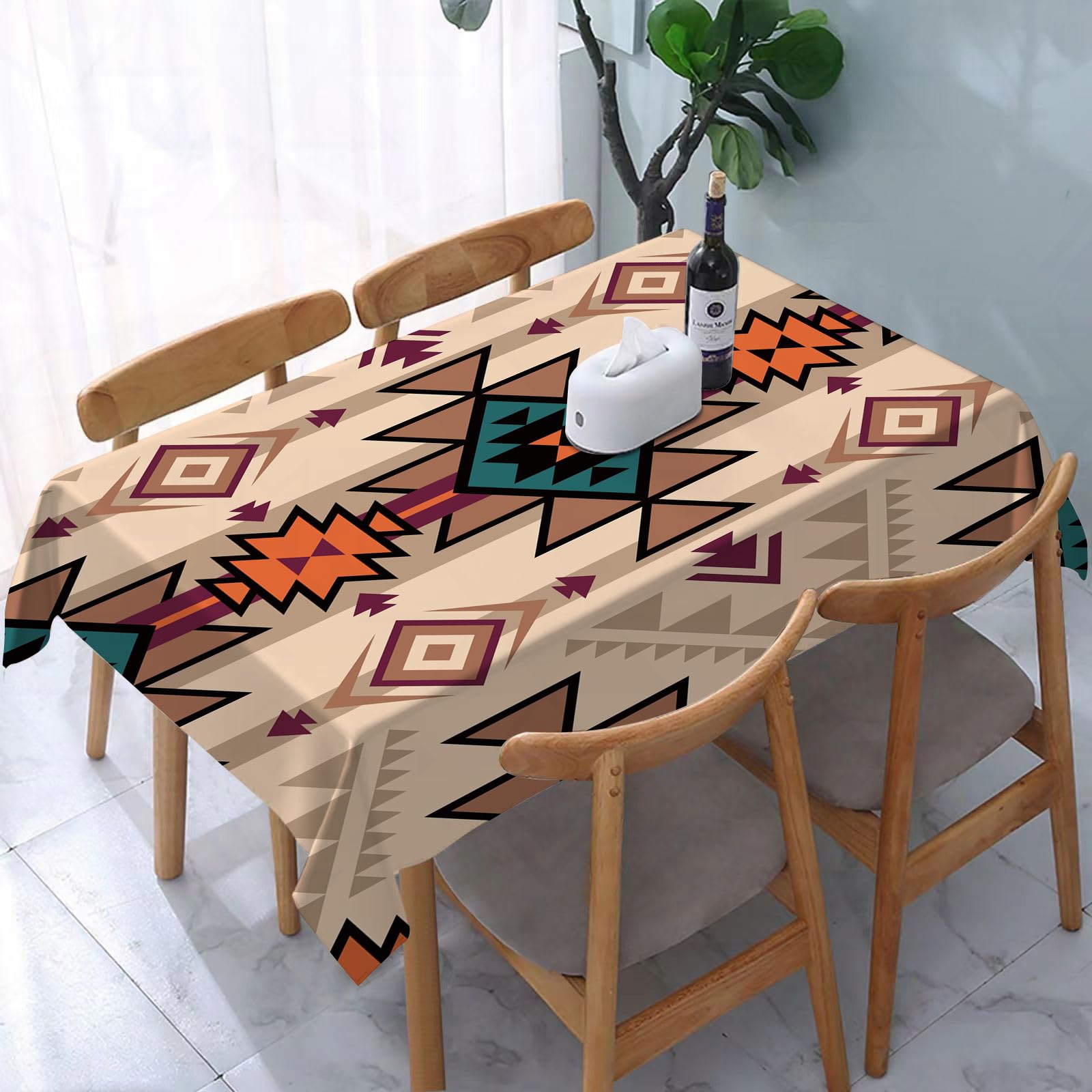 Yoiue Retro Color Tribal Navajo Vector Seamless Pa - A7 Tablecloth,Table Cloth For Rectangle,Retro Color Tribal Navajo Vector Seamless Pattern. Aztec Fancy Abstrac,Wrinkle Resistant Decorative Table Cover For Kitchen Dining Parties Picnic 54 X 72 In