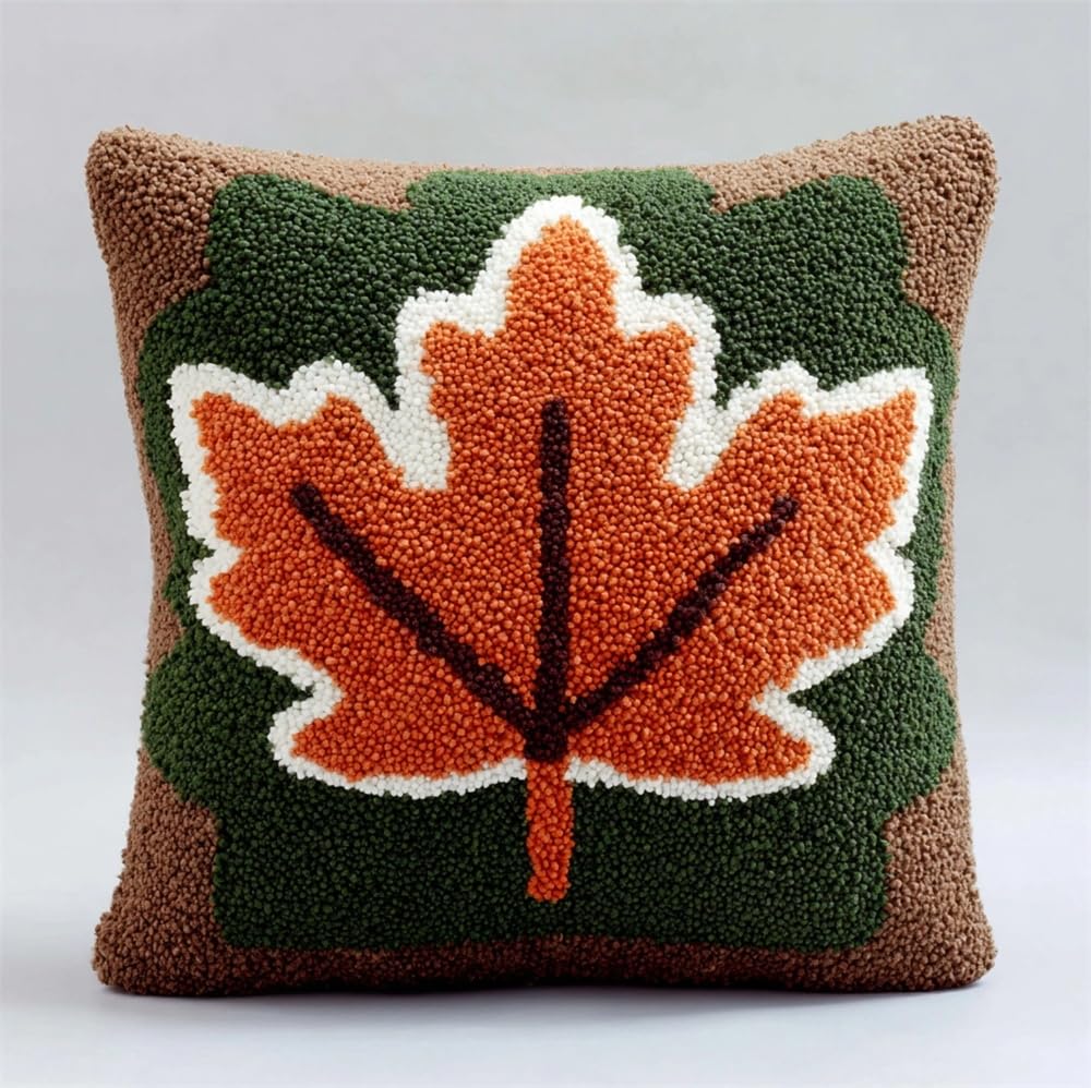 kitphoenix Latch Hook Cushion Kits for Adults Maple Leaf