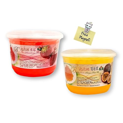 Juego combinado Bolle Popping Boba Pearls de 33.5 onzas (2 libras 1 oz) cada uno con 1 regalo adicional (fresa y maracuyá)
