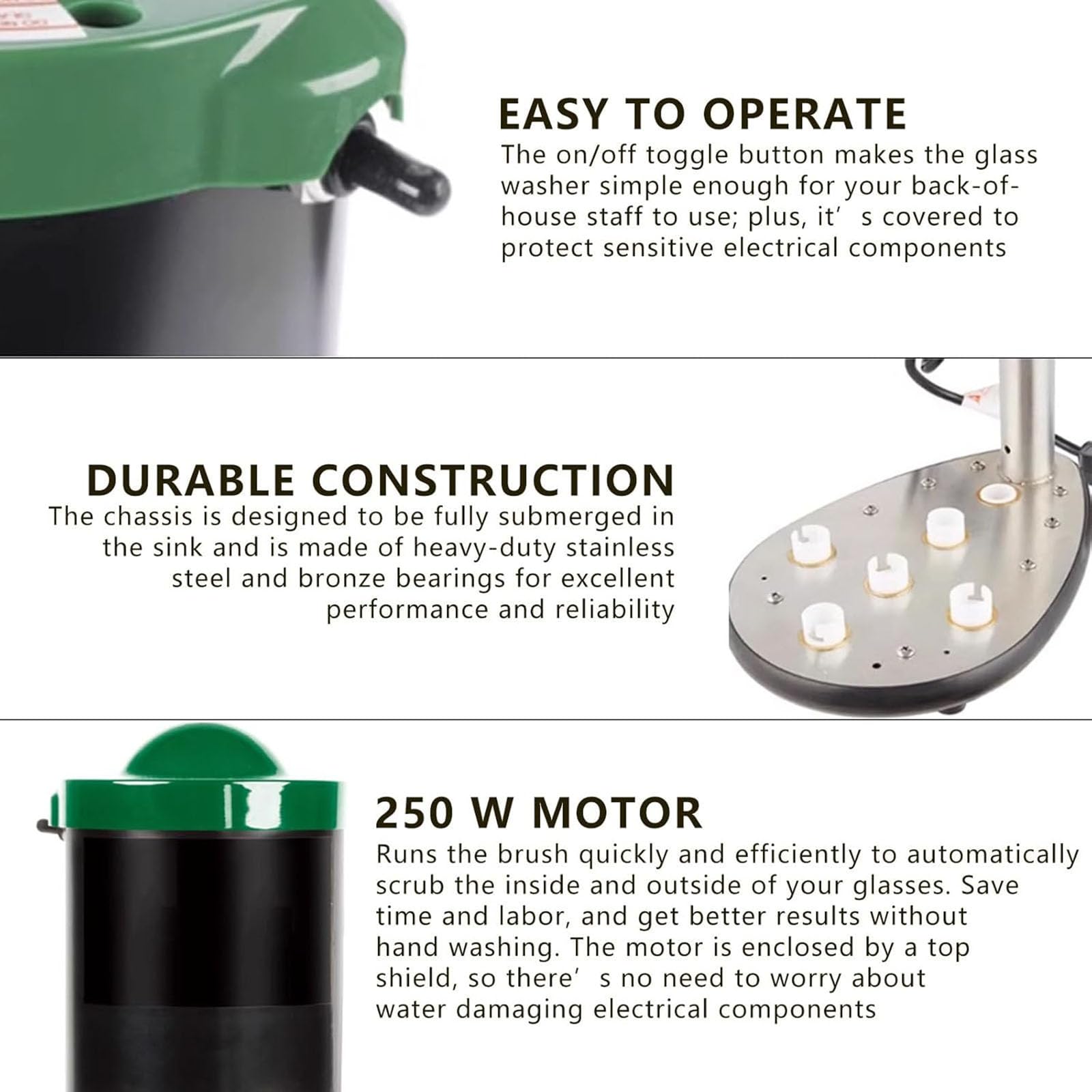MObyat Lavavasos Eléctrico, Máquina Limpiadora De Copas De Vino con 5 Cabezales, 600 Tazas/h, Limpieza 360° Sin Ángulos Muertos, Diseño Silencioso E Impermeable, para Cafeterías, Restaurantes