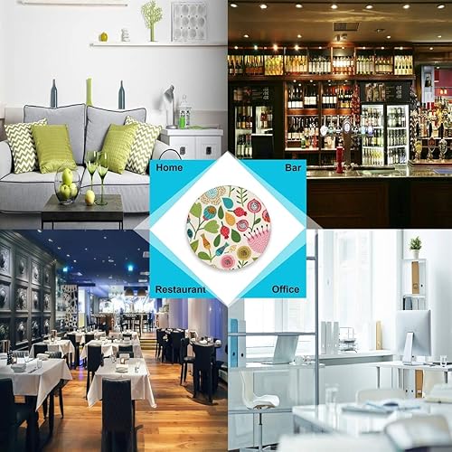 Miniatura 3 de visesunny Posavasos de piedra con patrón floral que absorbe la humedad con base de corcho, tapetes individuales antideslizantes para bebidas frías,