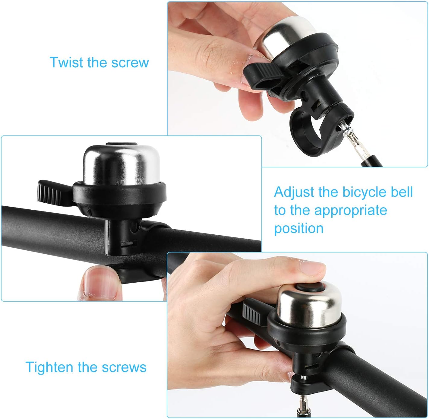 ANDERZS 2pcs Bike Bell Bicycle Bell (Silver), Bike Bells for Adults and Kids, Crisp Loud Melodious Sound, Mountain Bike Bell, Road Bike Bell : Sports & Outdoors