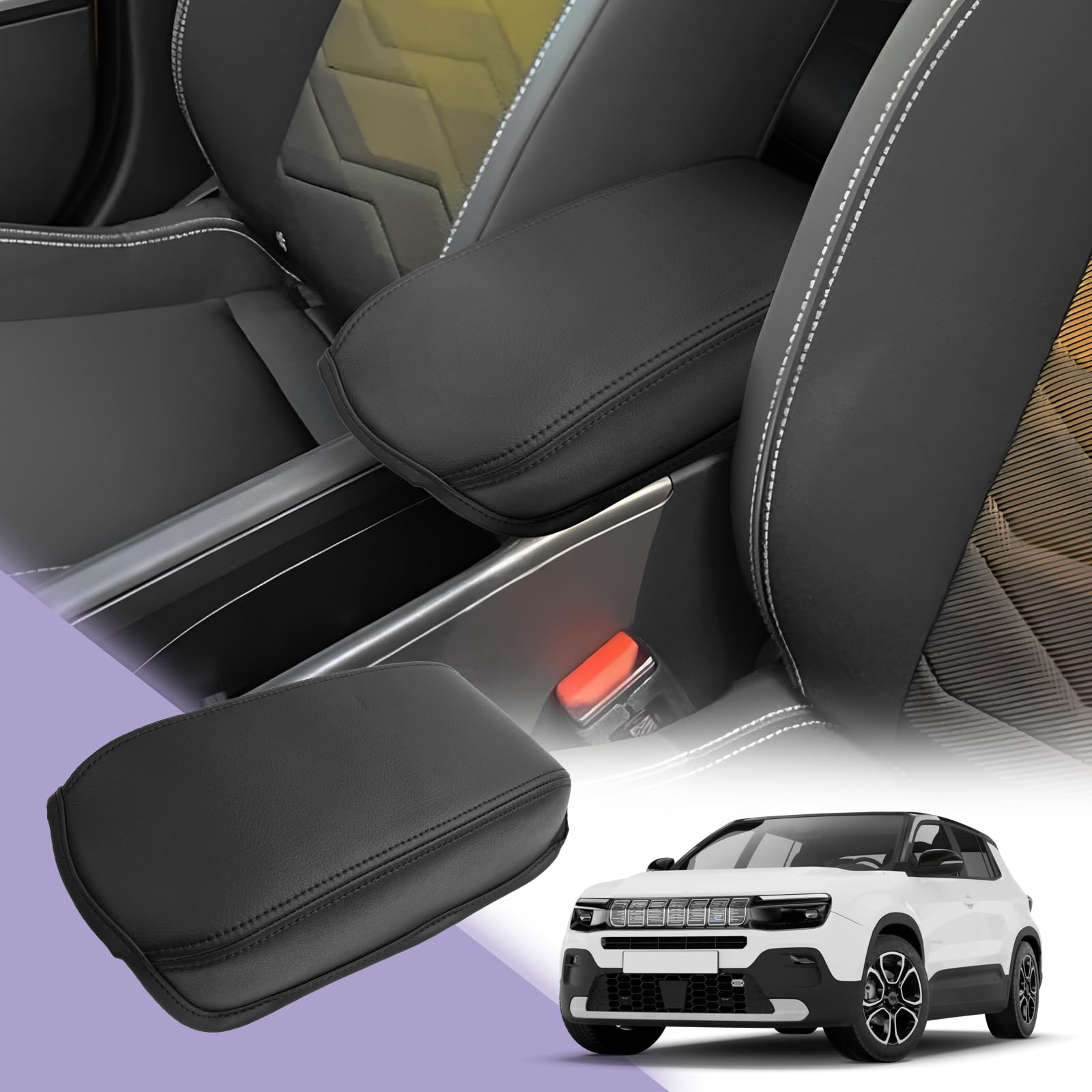 LUWU Compatibile con Jeep Avenger 2023 2024 2025 2026 Copertura per Bracciolo Centrale Coperchio Avenger EV Hybrid Coperchio In Pelle Custodia Protettiva Consolle Centrale 4XE / 4X4 Accessori