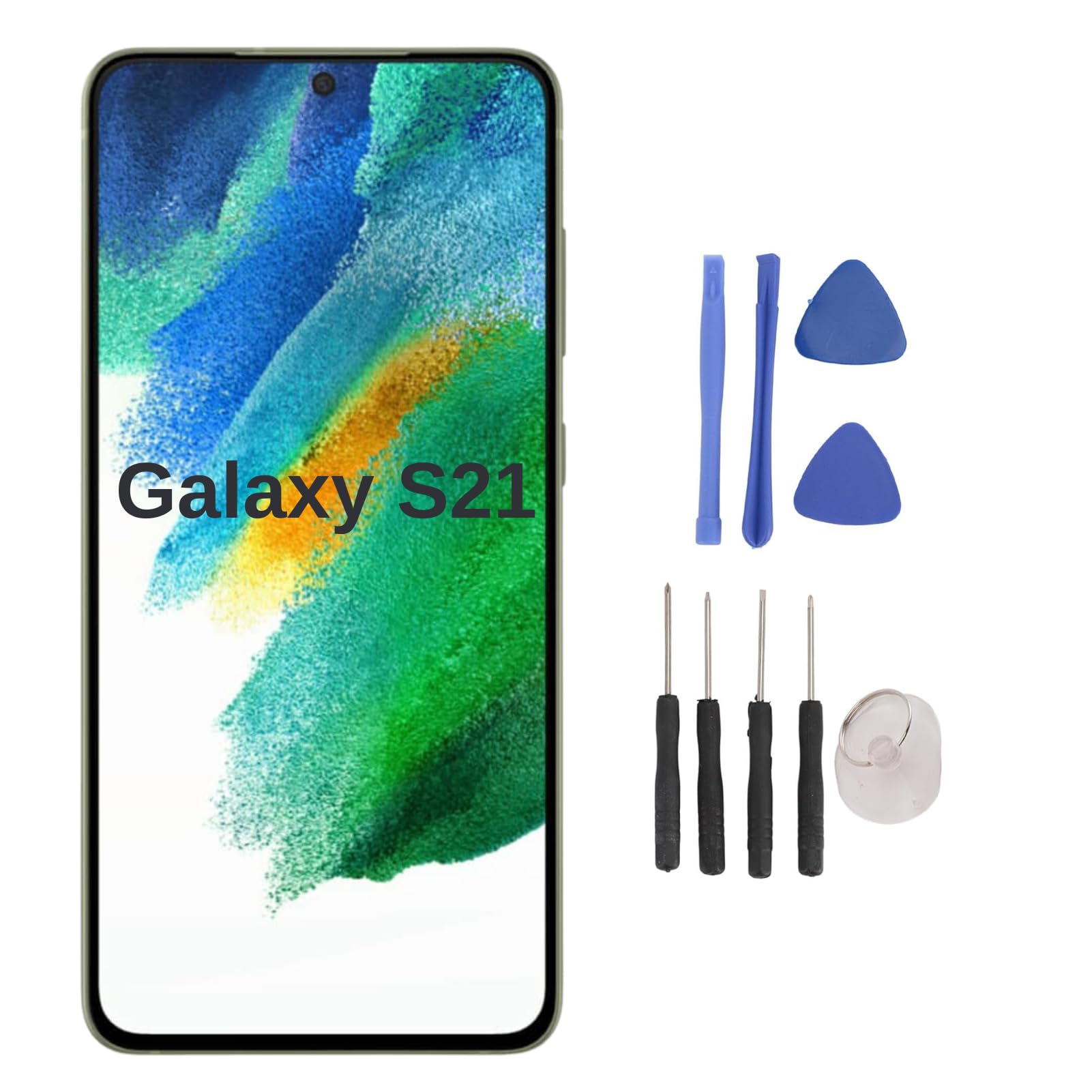 S21 Phone Screen Assembly with Frame, Full Repair Tools, No Fingerprint Function, Screen Replacement for S21