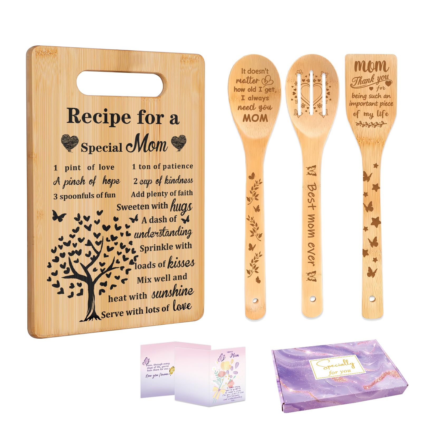 Mom Gifts, Bamboo Cutting Board for Mom Birthday Gifts from Daughter Son