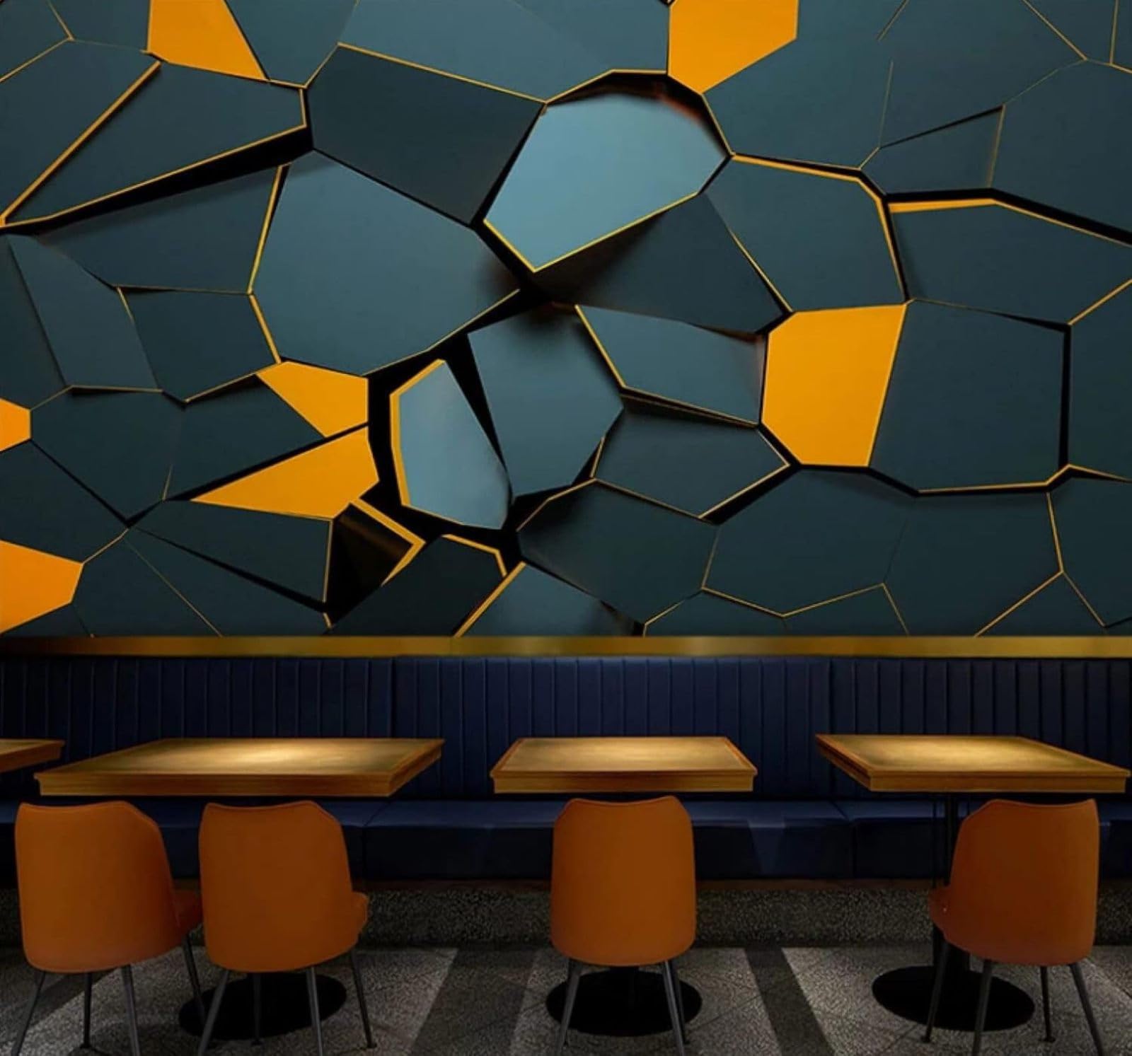 XLMING Abstract Three Dimensional Multicoloured Irregular Geometric 3D Wallpaper Luxury Silk Study Dining Feature Sofa Grey Bedroom Living Room Tv Decorative Wall-350cm×256cm