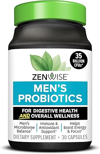 Zenwise Health Probióticos para hombres para la salud de la flora intestinal, suplemento probiótico diario para hombres para la salud digestiva - 30