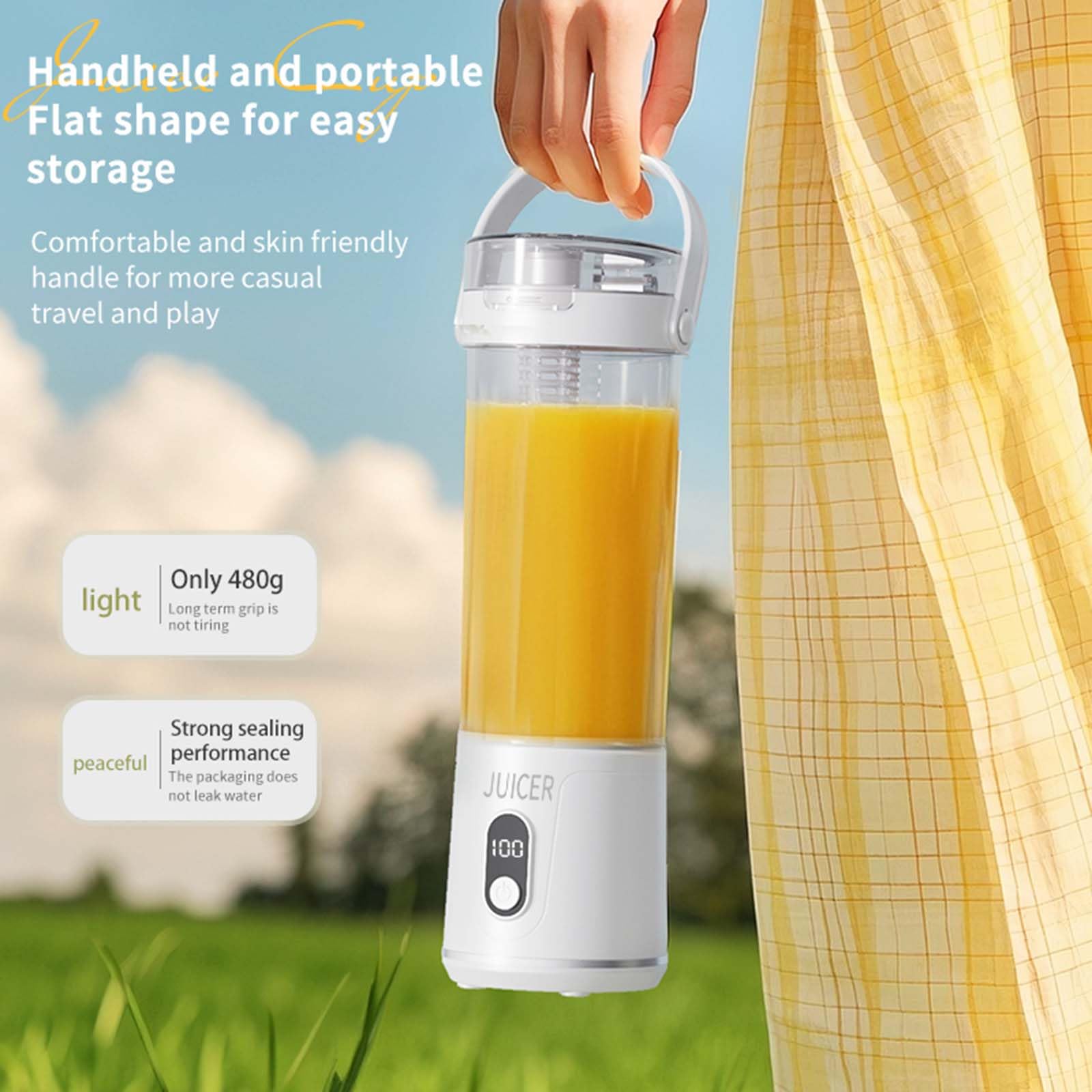 Przenośny blender do smoothie i shake'ów, samoczyszczący się mini blender z 6 ostrzami ze stali nierdzewnej, pojemność 600 ml, do domu, siłowni, biura, na zewnątrz