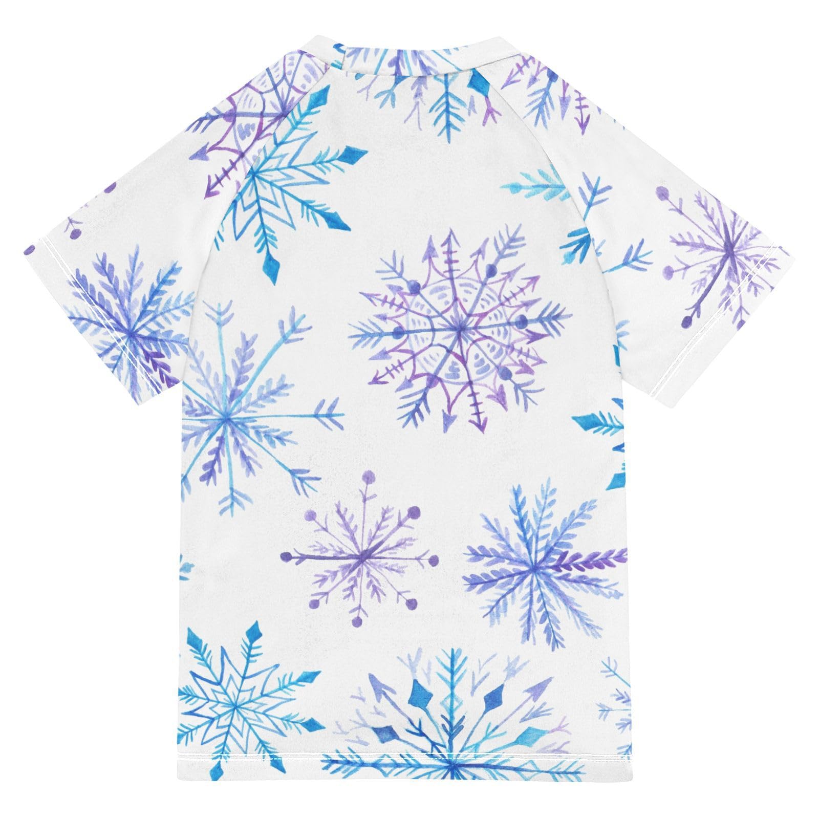 Aflyko Christmas Boys' Swim Shirt Bright Snowflake Purples Blue Rash Guard Beachwear Sun Protection Fishing Hiking Camping Surfing Swimming Toddler Infant Summer Daily T-Shirt, 4T