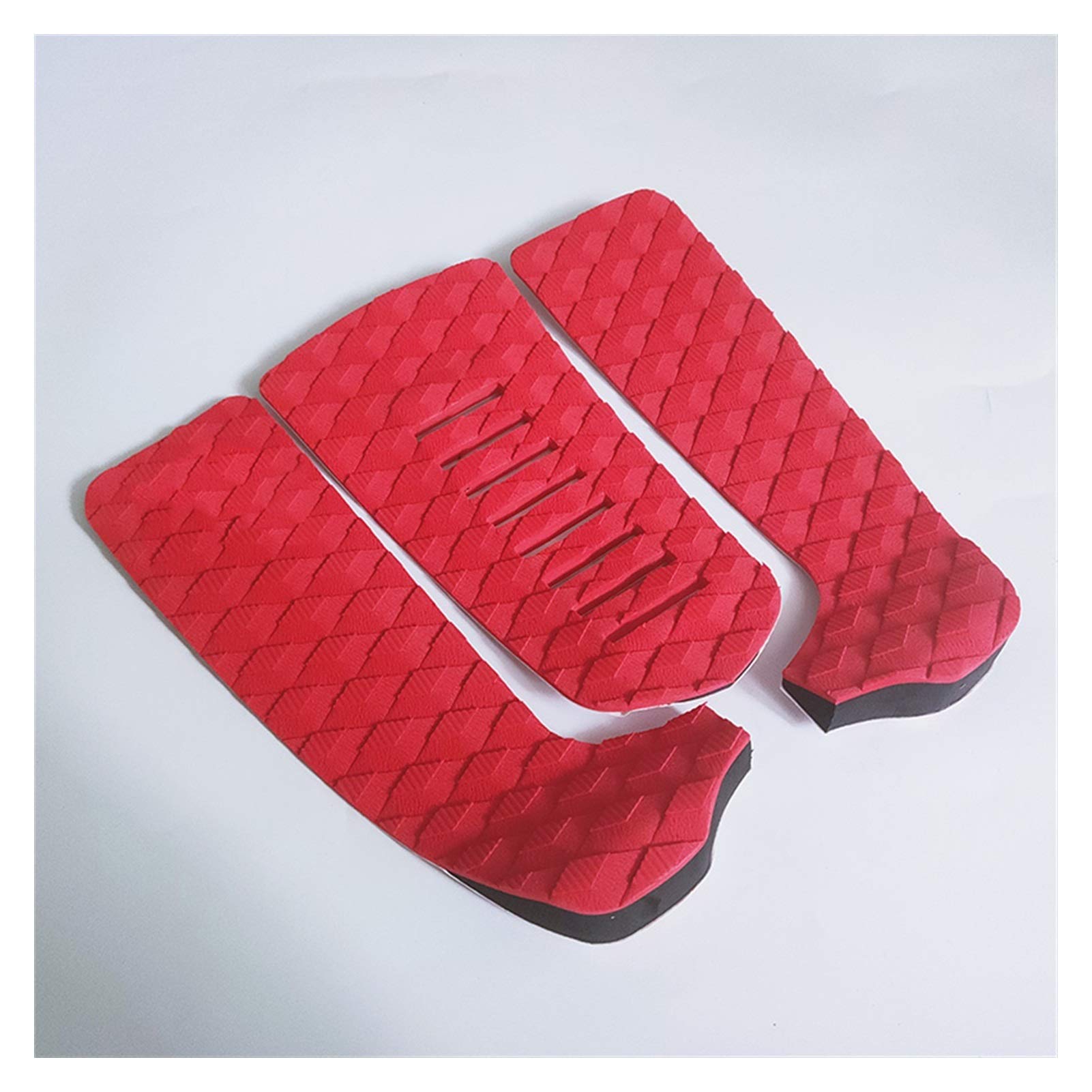 3 Piece Non Slip Stomp Pad EVA Surfboard Traction Mat Tail Pads for Paddle Board, Kayak,Skimboard (Color : Red)