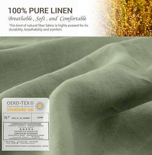 Miniatura 8 de Simple&Opulence Juego de 2 fundas de almohada 100 % lino belga bordadas, color liso, suave y duradera (lino, 20 x 30 pulgadas)