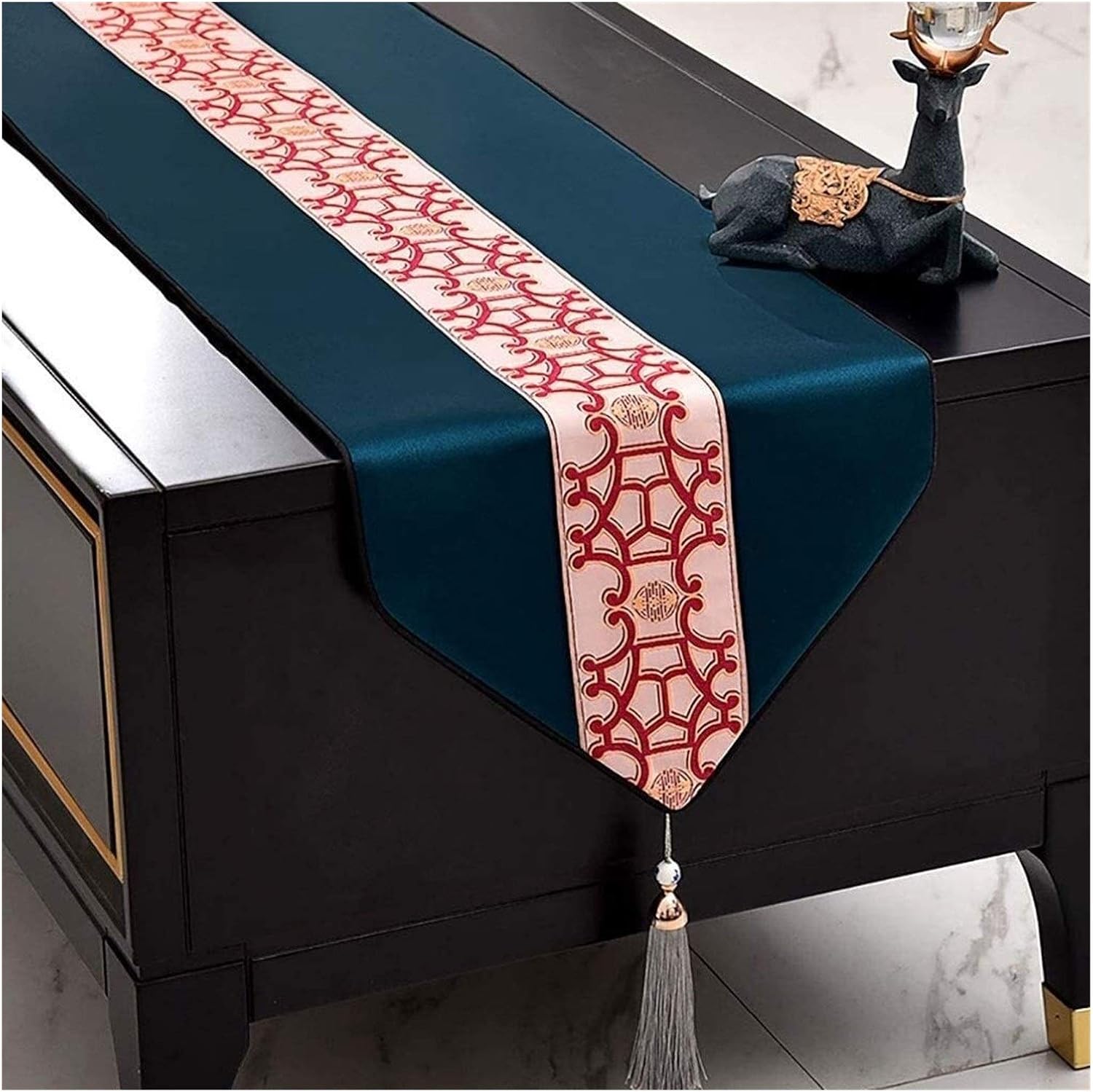Table Runners Home Kitchen Table Runners Embroidered Flowers Table Runner Antique Gold Christmas Table Runner with Tassels Table Runners Chair Wedding Party Table Dec (Yellow 34x280cm)