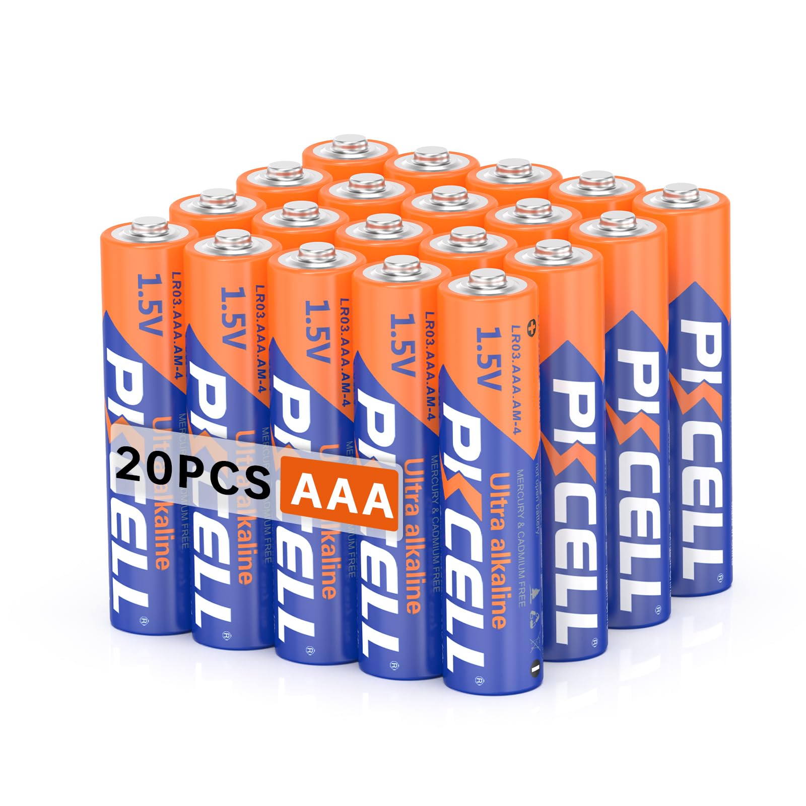 PKCELL AAA Batteries 20 Pack, Triple A Batteries, 1.5V High-Performance Alkaline Battery for Flashlights Keyboards Clocks Toys Remote Controls, 10-Year Shelf Life