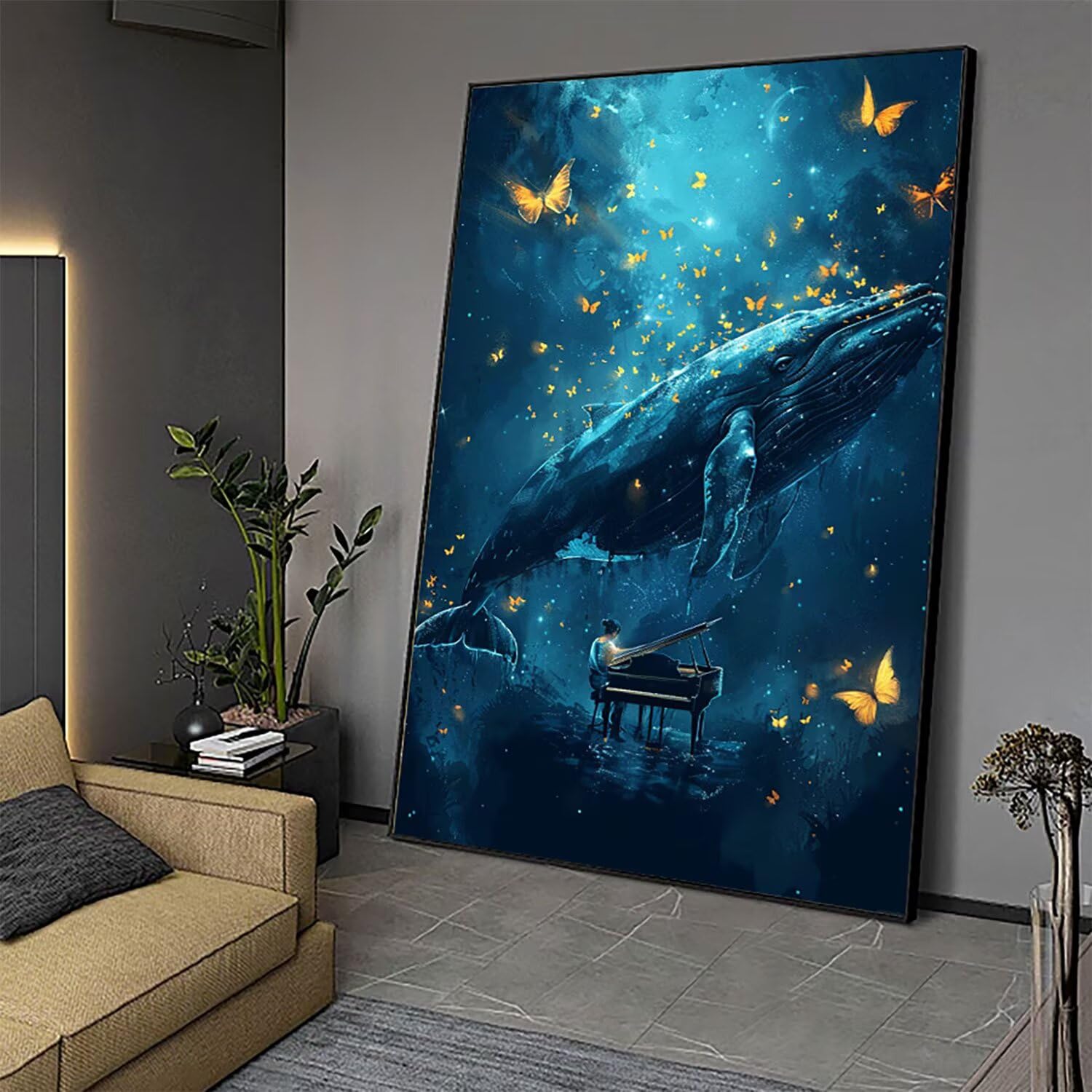 Motyl malowanie diamentami, 5D duży diamentowy obraz wieloryb zestawy do malowania diamentowego diamentowa mozaika haft krzyżykowy rzemiosło hobby kreatywne dorosłe dekoracje do domu 60 x 90 cm 0Y-246