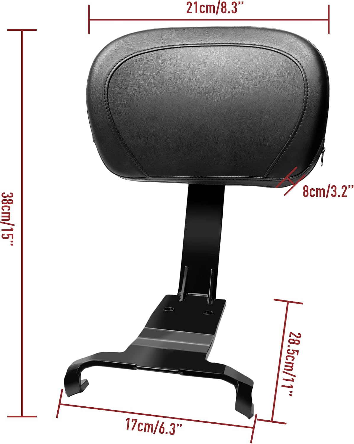 Rear Passenger Backrest for Can-Am Ryker 600 900 Rally Edition(2019-2025)/ Sport(2022-2025) Accessories-15 inches Detachable Backrest with Soft Padded Part (Replaces 219400843)-Black