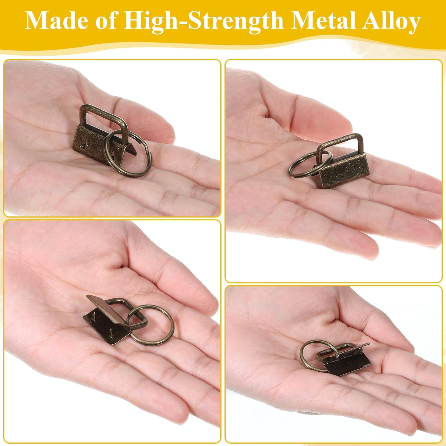 100 Pcs Key Fob Hardware, 1 Inch Keychain Hardware with Split Keys Ring Keyfob Hardware Set for Wristlet Crafts DIY Lanyard Key Chain Making Supplies (5 Colors)