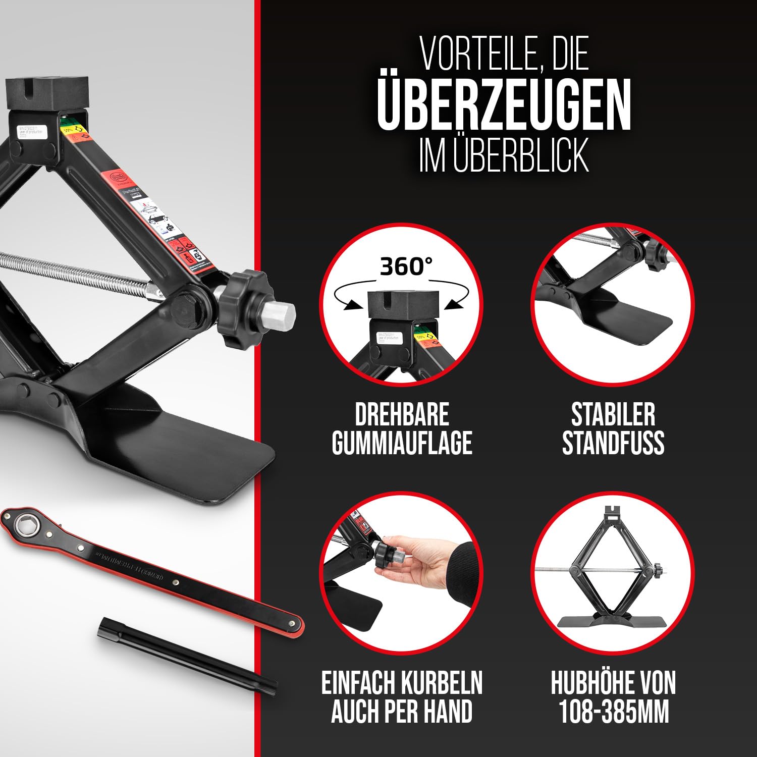 HEYNER® Scherenwagenheber 2 t, passend für VW, Seat, Skoda, Audi