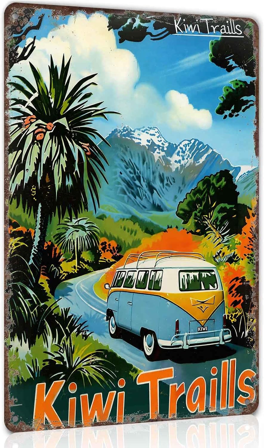 Kiwi Traills Vintage Scenic Metal Sign 8 x 12 Inch