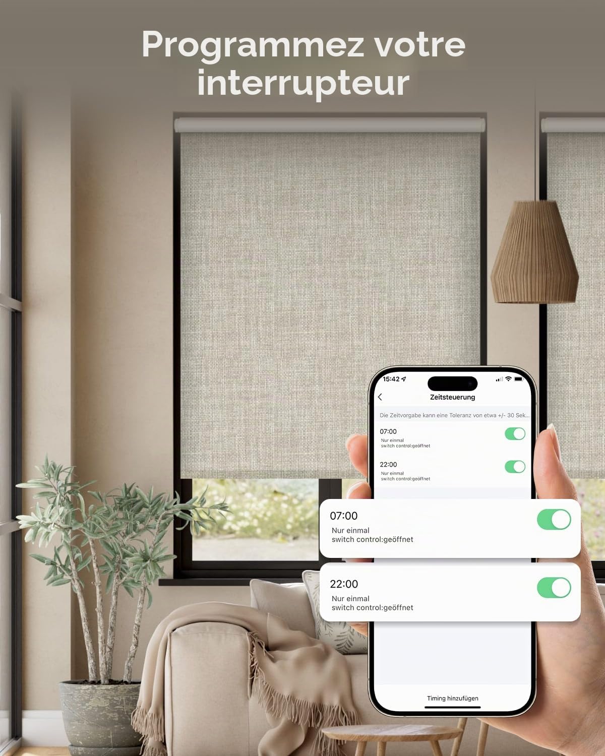 Interrupteur Wi-Fi pour volets roulants, Commande intelligente pour volets roulants, Compatible avec Alexa/Google Home/Smart Life, Interrupteur et minuteur à commande vocale pour volets