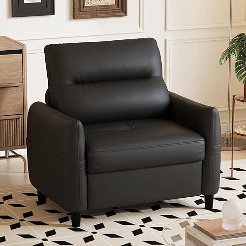 STHOUYN Oversized Leather Accent Chairs for Living Room, Comfy Upholstered