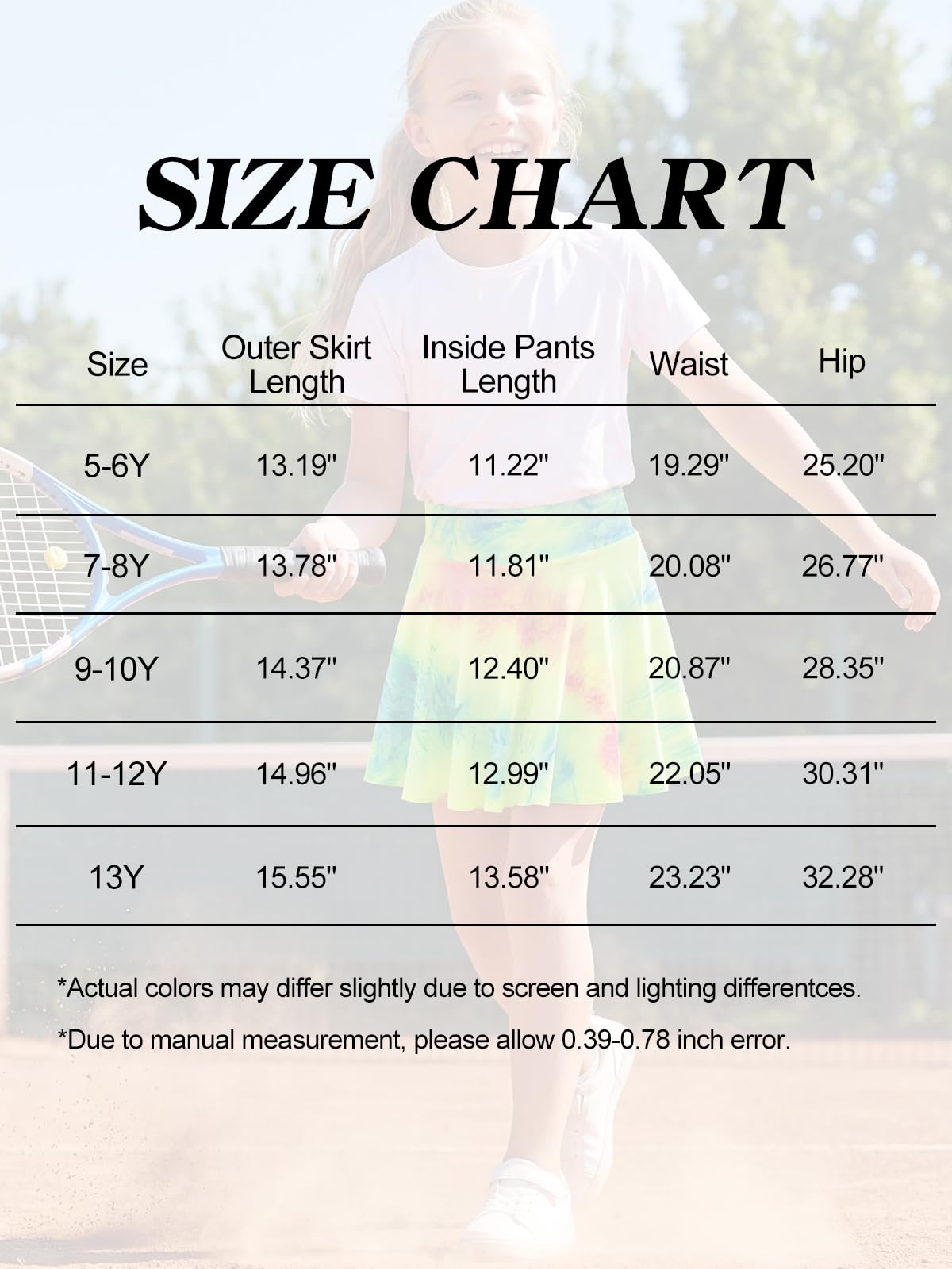Valcatch Filles Athletic Skort Taille Haute Tie-Dye Jupes de Tennis avec Shorts Golf Flowy Jupe Courte Danse Running School Sport Jupe plissée avec Poches et Doublure en Spandex