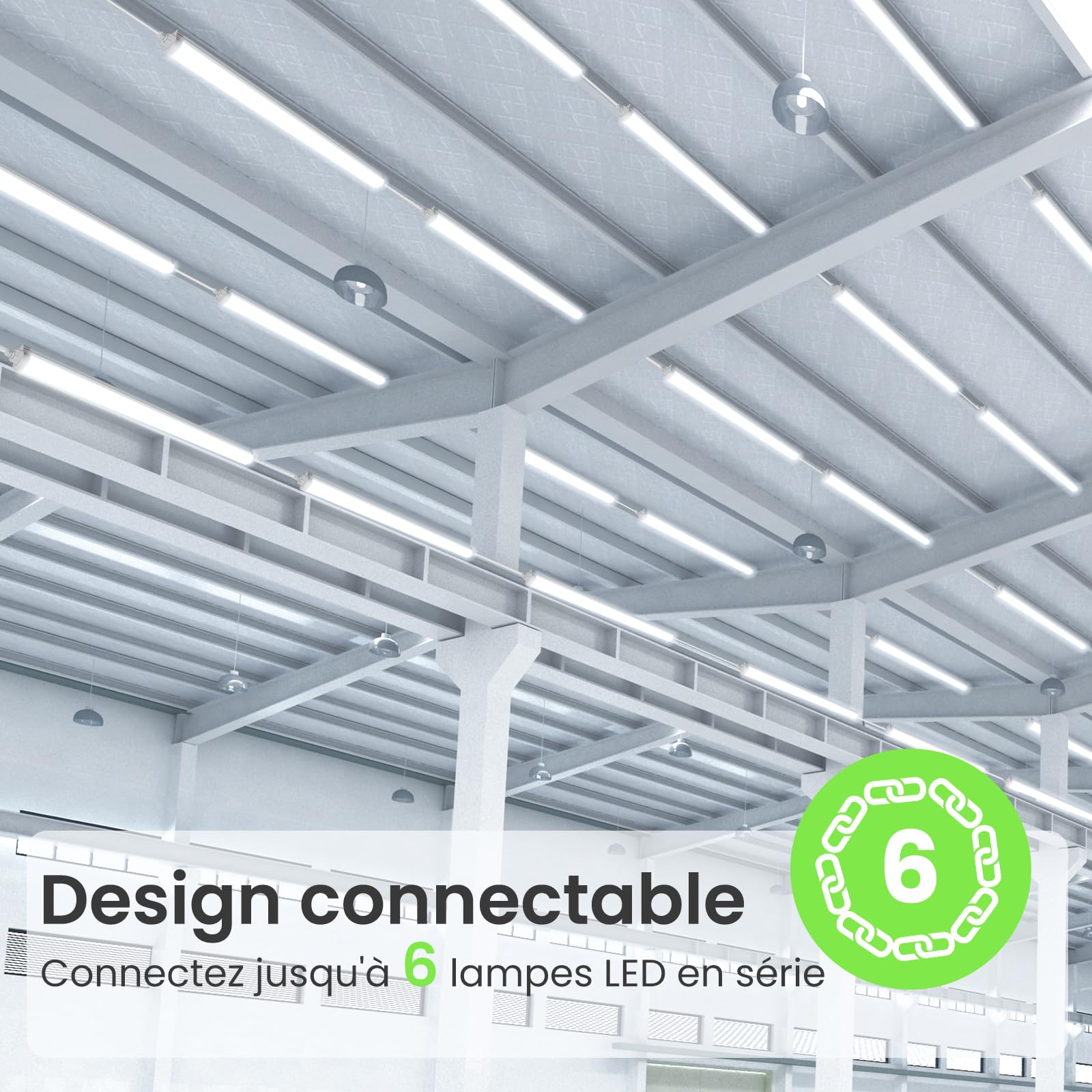 ALUSSO Lot de 2 Réglette LED 120 cm, 4000K IP65 Tubes pour bureau