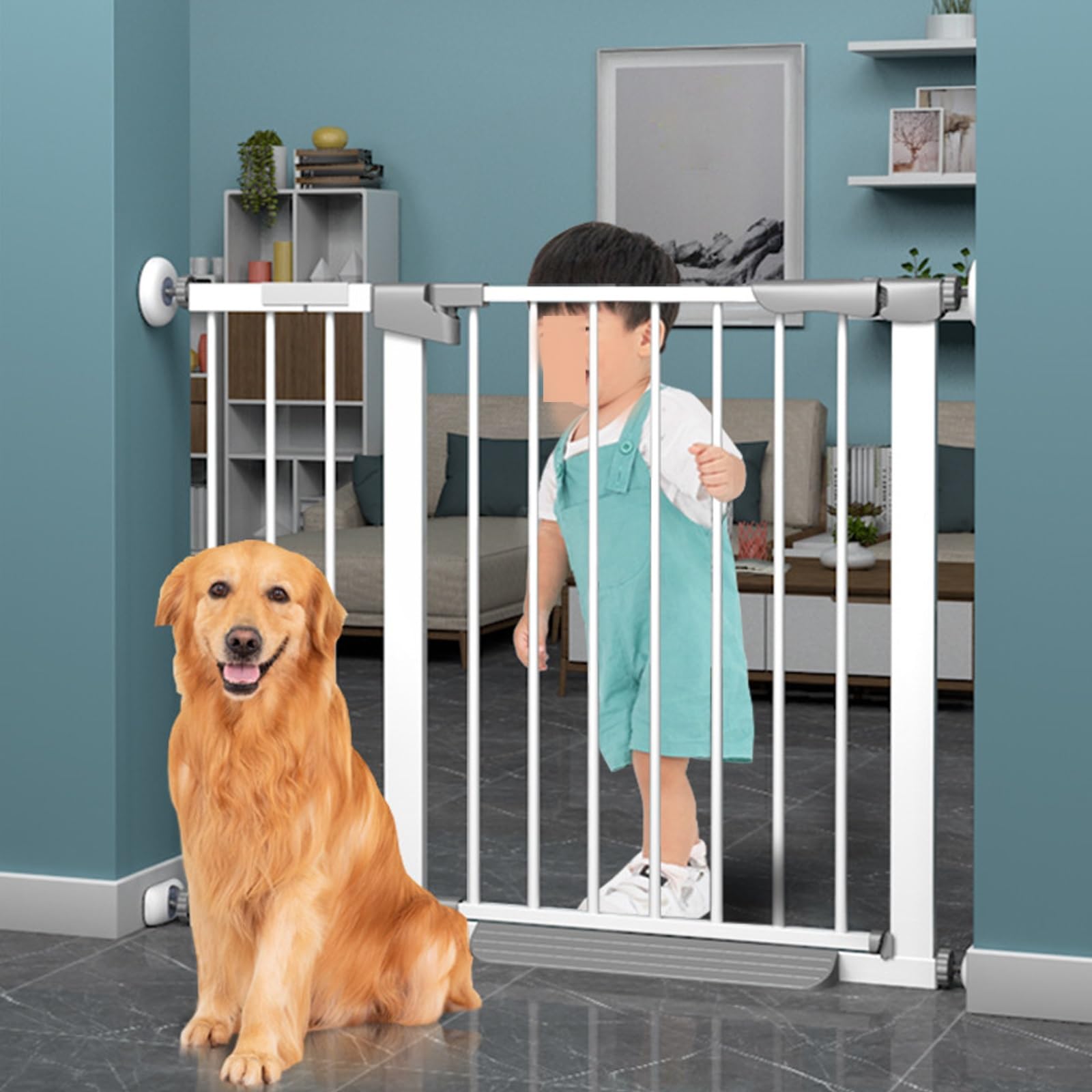 Indoor Pet Gate, Pet Safety Gate For Stairs, No-drill Installation, Suitable For Large Pets And Cats, For Use Indoors,at Doorways,at The Top Or Bottom Of Stairs(111-118cm/43.7-46.5in)