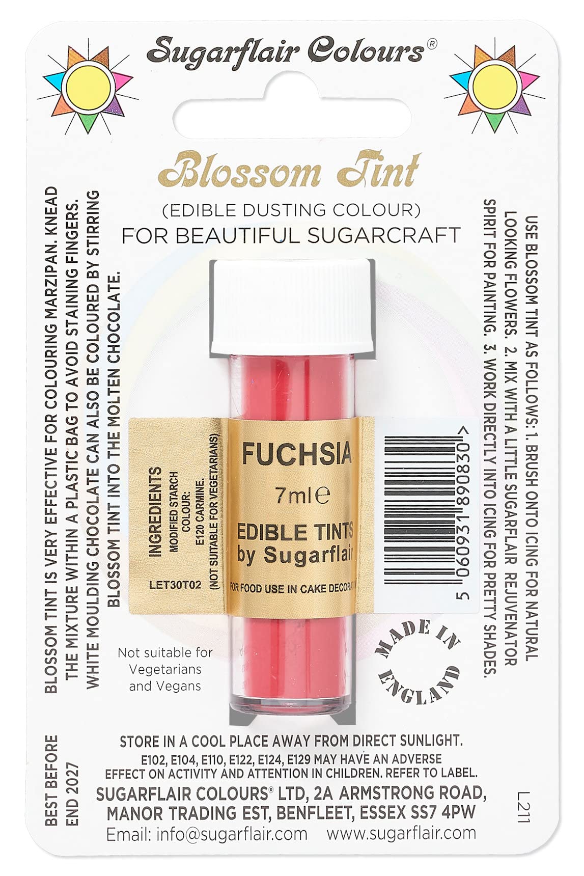 Sugarflair Blossom Tint Grape Violet Food Colouring and Dusting Powder, Matt Finish, Brush On or Mix with Rejuvenator Spirit to Create a One of A Kind Cake - 7ml — view 6