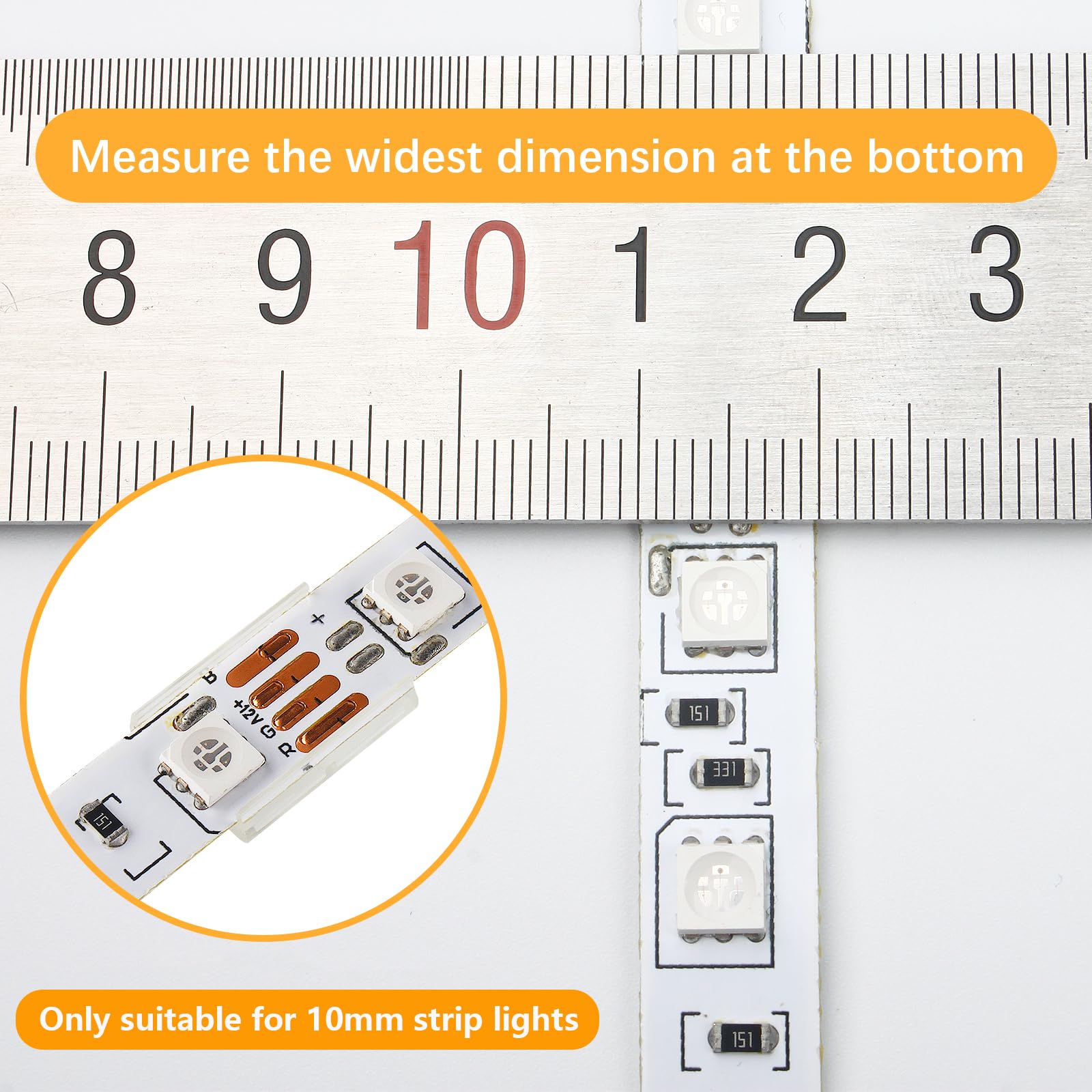 VIPMOON 100pcs Clear 10mm LED Strip Light Mounting Clips 10mm Width Holders and 100pcs Compatible Stainless Steel Phillips Screws Mounting Brackets for Waterproof or Non-Waterproof 3528 5050 5630 — Amazon image 5
