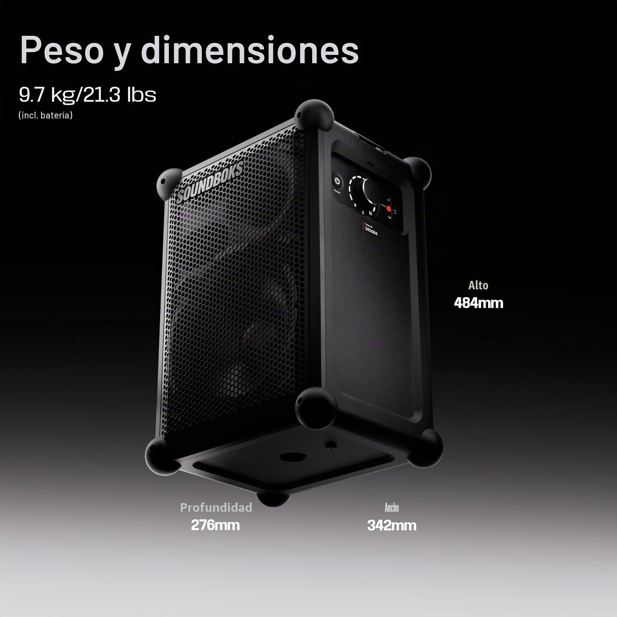 SOUNDBOKS Mix – Altavoz Bluetooth portátil – Robusto e impermeable (IP65) – Batería USB-C – Extremadamente ruidoso – 121dB – Altavoz interior y exterior – 40 horas de autonomía – (negro)