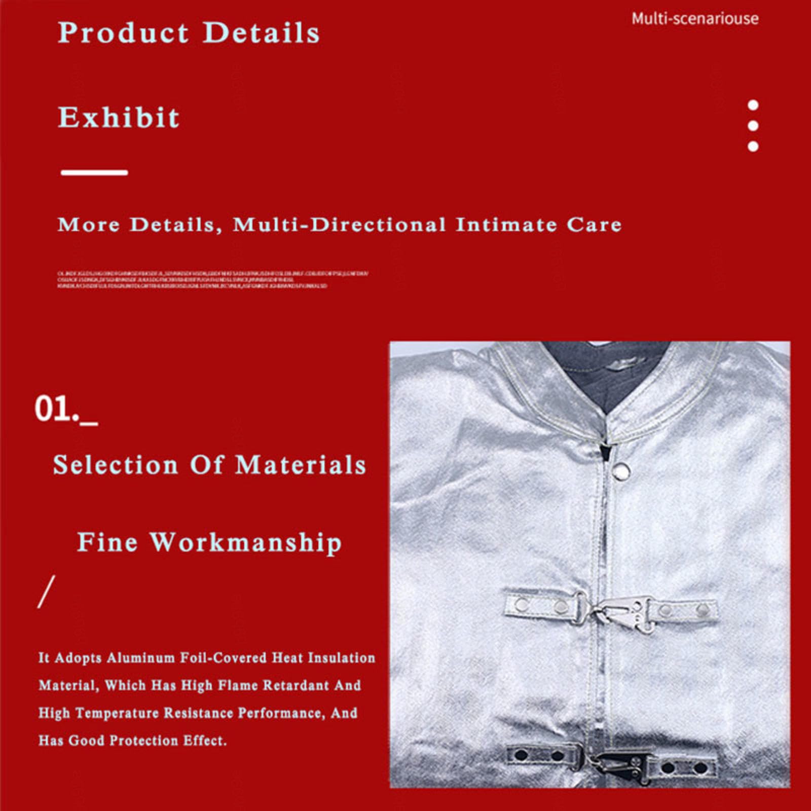 Ropa Trabajo Ignífuga Ropa Aislamiento Térmico Papel Aluminio Resistente Calor Ropa Trabajo Rescate Minero, Fábrica Vidrio, Metalurgia,165-170cm