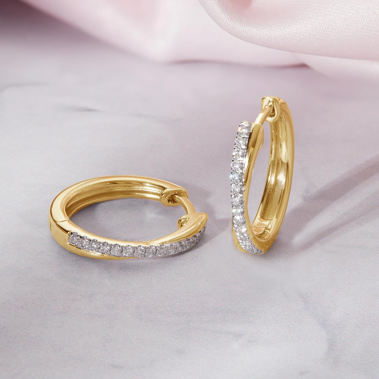 Dewberry 1/4 Ct Round Cut IGI Certified Lab Grown Diamond Twist Hoop Earrings for Women, 14k Gold Plated 925 Sterling Silver Hypoallergenic Hoop Earrings (Clarity : VS, Color : FG, 0.25 Cttw)