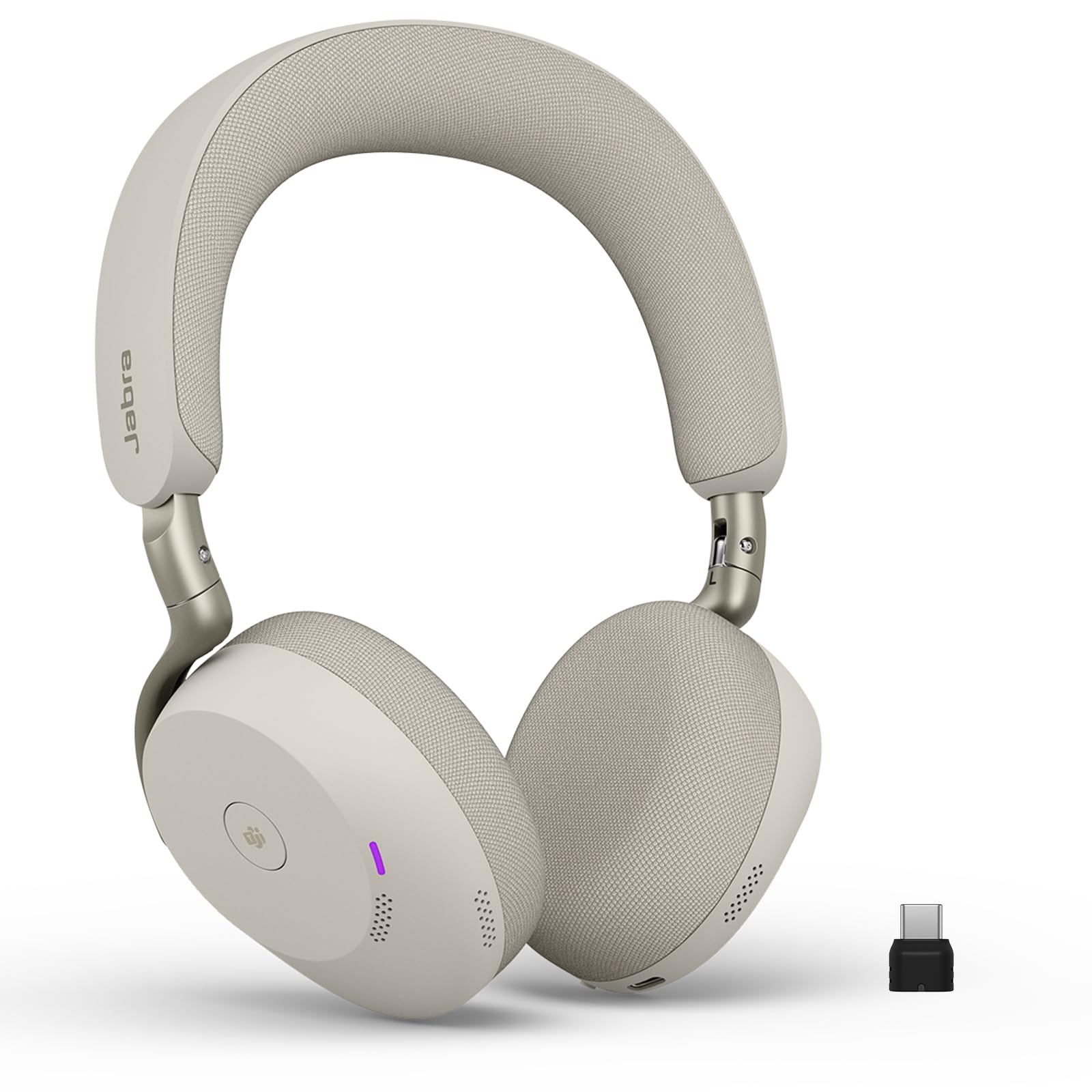 Jabra Evolve3 75 On-Ear Wireless Bluetooth Headset with Microphone for Work, USB-C, AI Voice Call Technology, Advanced Active Noise Cancellation, 22-Hour Battery, Microsoft Teams Certified, Warm Grey