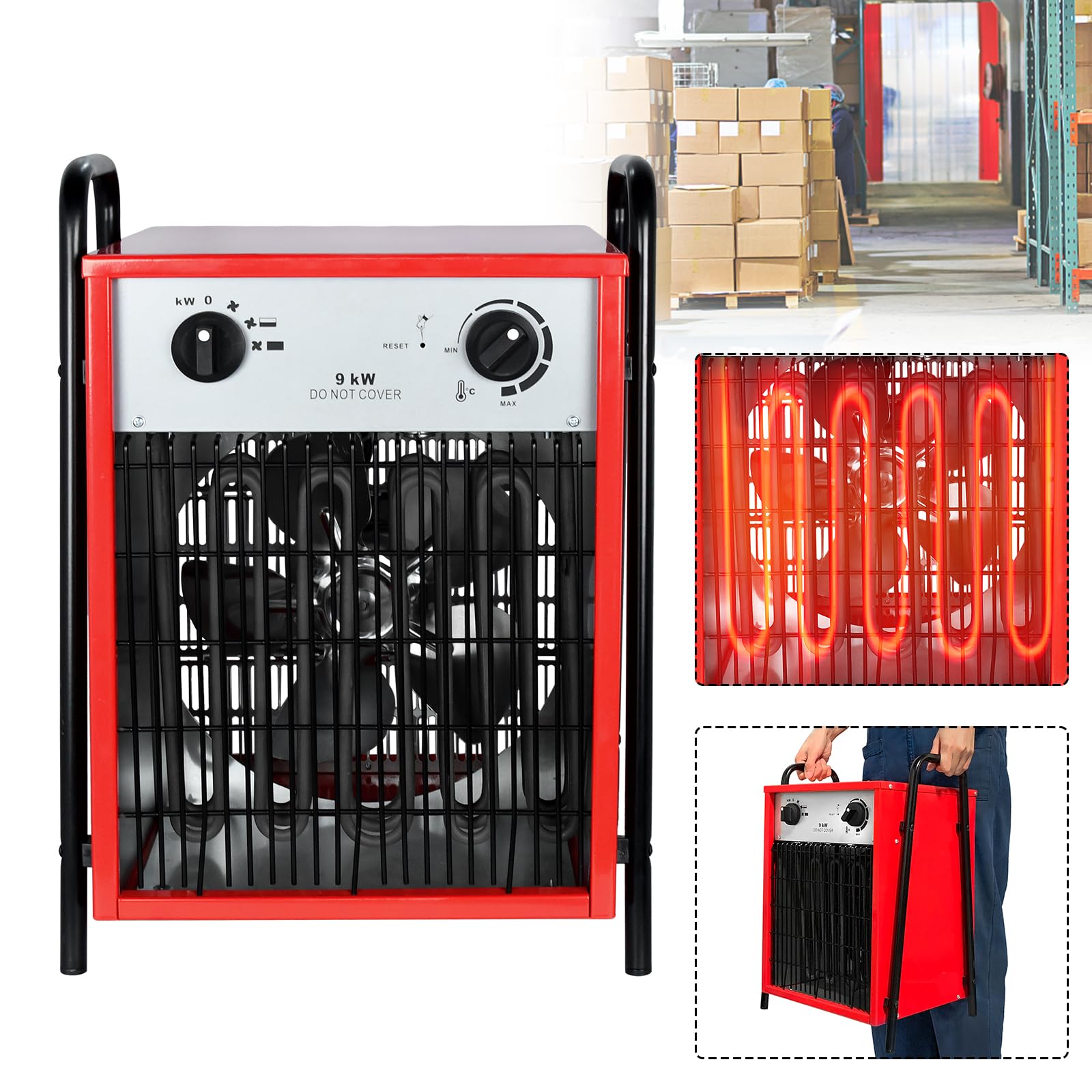 LARS360 - Termoventilatore elettrico portatile con termostato