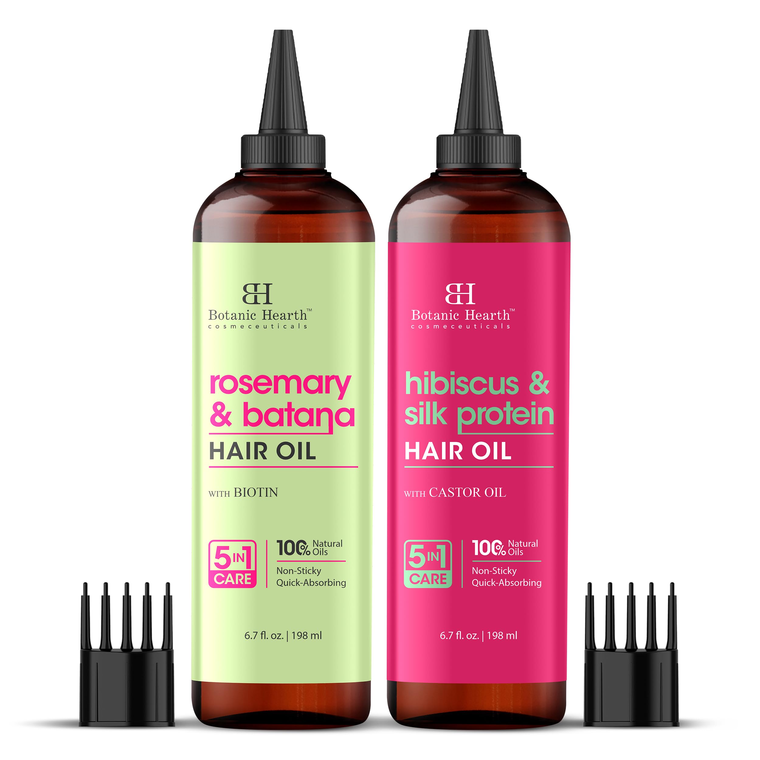 Botanic Hearth Rosemary & Batana and Hibiscus & Silk Protein hair oil combo pack 6.7 fl oz each