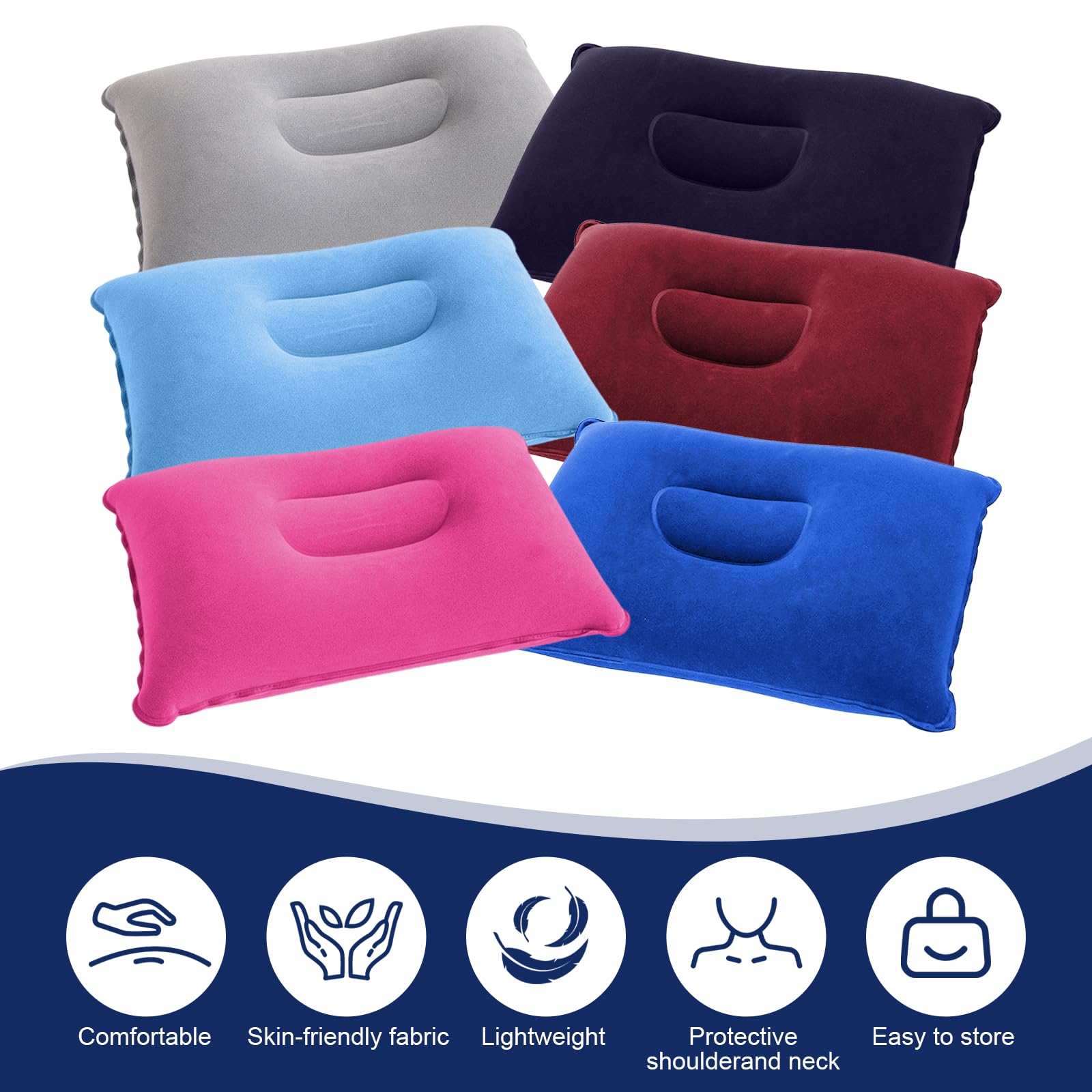 Flintronic 6PCS Cojines Inflables Portátiles 34x22cm para Viajar Acampar