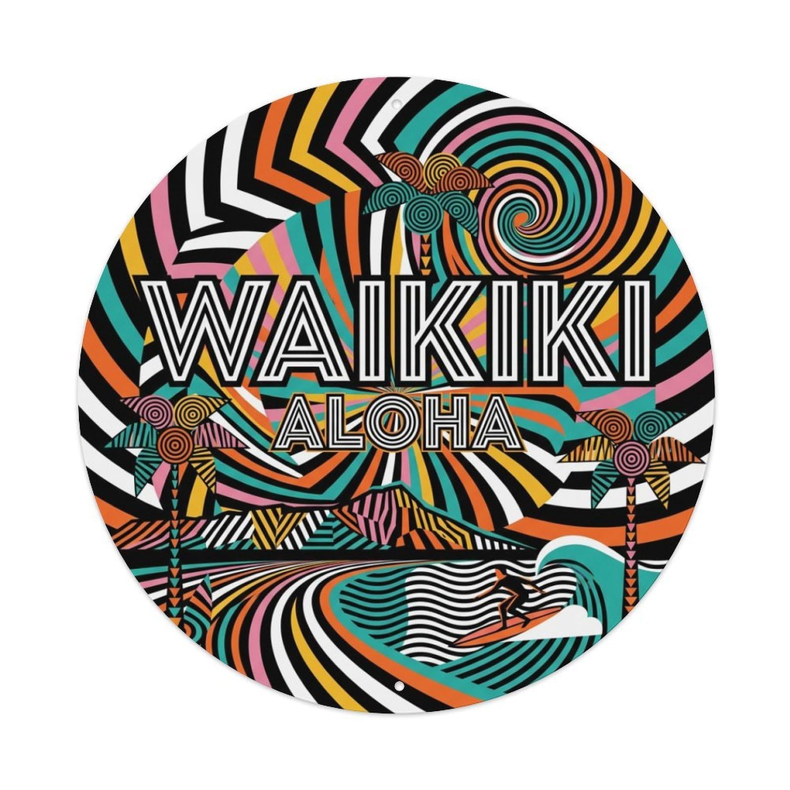 Vintage Travel Waikiki Hawaii Power Metal Tin Sign