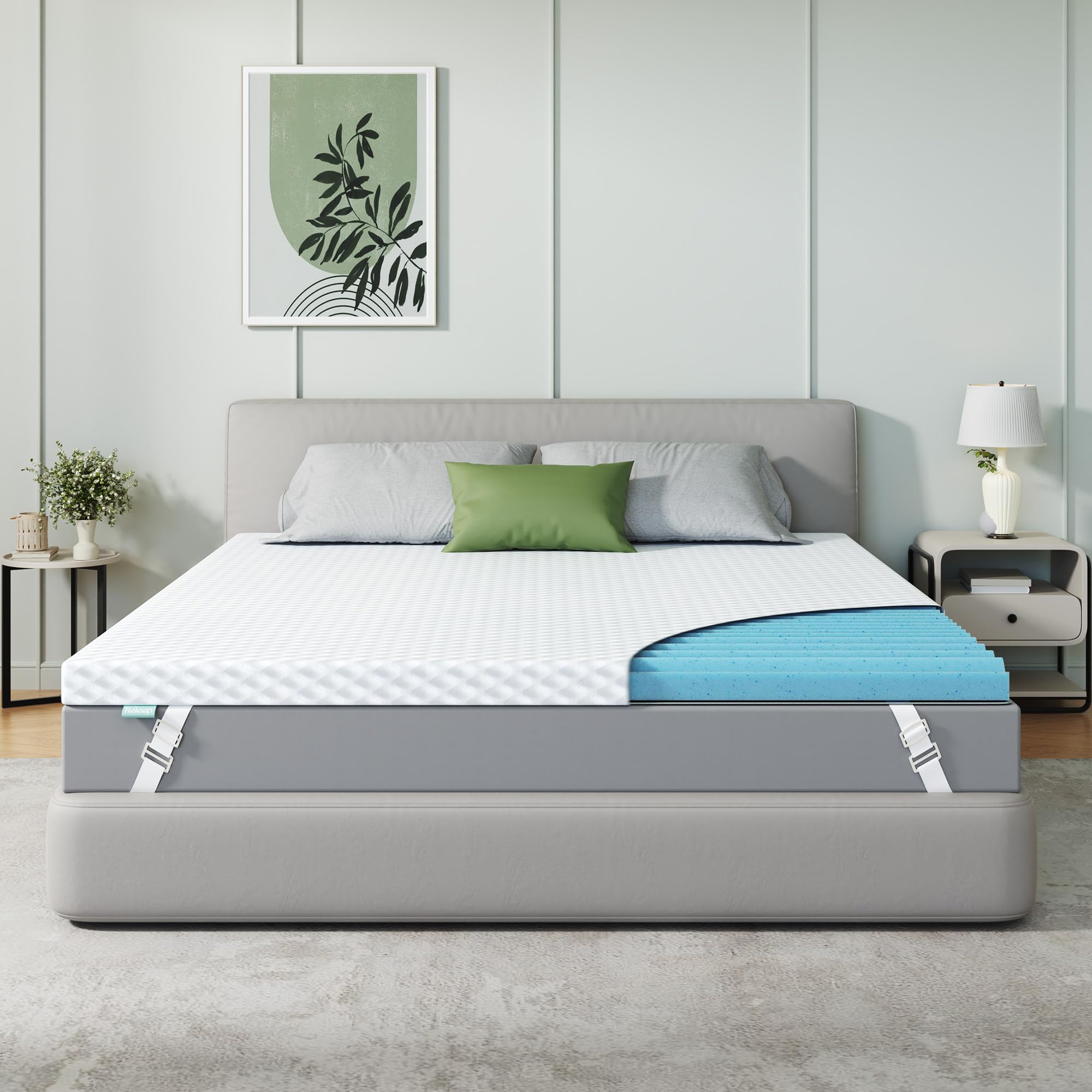 Releep Gel Topper 180x200cm H3/H4 7,5cm 5-Zonen Gelschaum Matratzen Topper | Wende-Topper mit Zwei Liegegefühlen, Kühlender Gelschaum, Waschbarer Bezug, Rutschfeste Unterseite, OEKO-TEX & CertiPUR