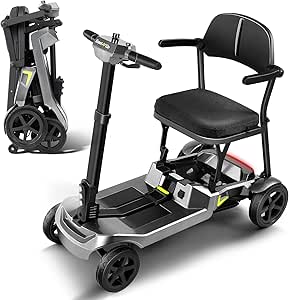 SCOOTNGO LITE Foldable Mobility Scooter with Dual Batteries (Silver Grey)