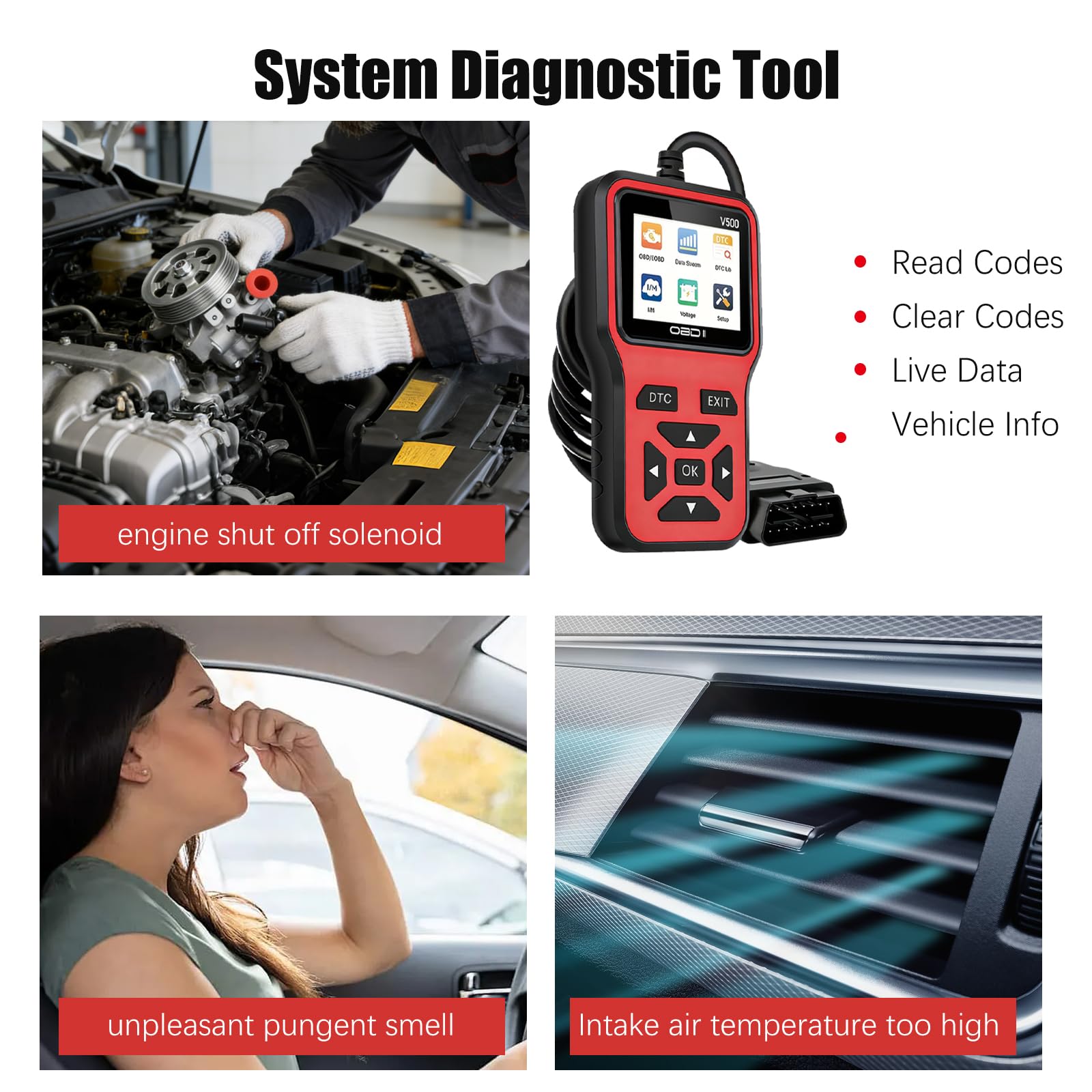 OBD2 Auto Diagnostica,OBD Scanner per Controllo Motore Auto Diagnosi Tester Batteria Auto, Cancellazione Spia Motore Supporta 8 Lingue e 9 Protocolli, Compatibile Tutti Modelli OBDII
