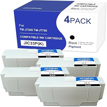 Compatible N SJIC33P SJIC33PK C33S020655 Ink Cartridges for EPN TMJ 7700 TMJ 7200 TM-J7700 TM-J7200 TMJ7700 TMJ7200 Printers 4 Black