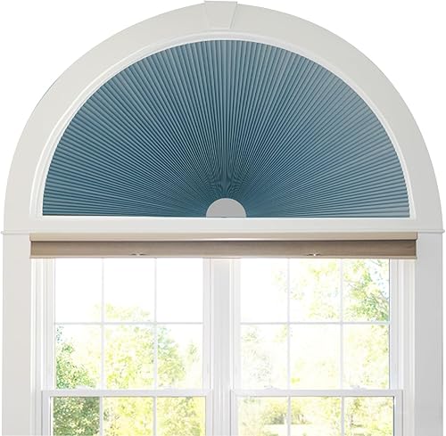 JDALL Persianas plisadas de panal de abeja medio círculo para ventana de arco medio círculo, persiana de arco de tela opaca, fijación rápida y fácil