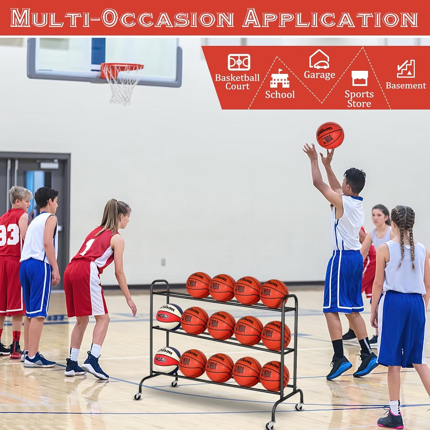3 Golf Bag Organizer & Tilt Basketball Rack