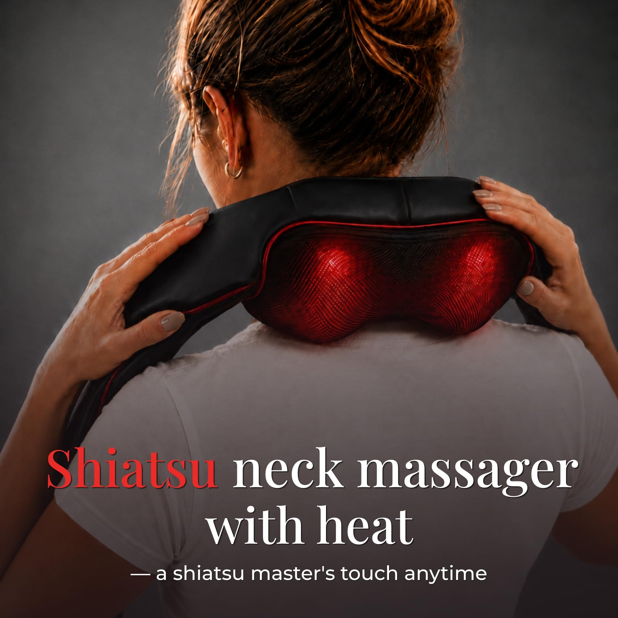 Masażer Karku i Ramion z Ciepłem, Masażer Pleców Shiatsu, Głęboki Masaż dla Kobiet i Mężczyzn, Ulga w Bólu Karku (Wtyczka UE)