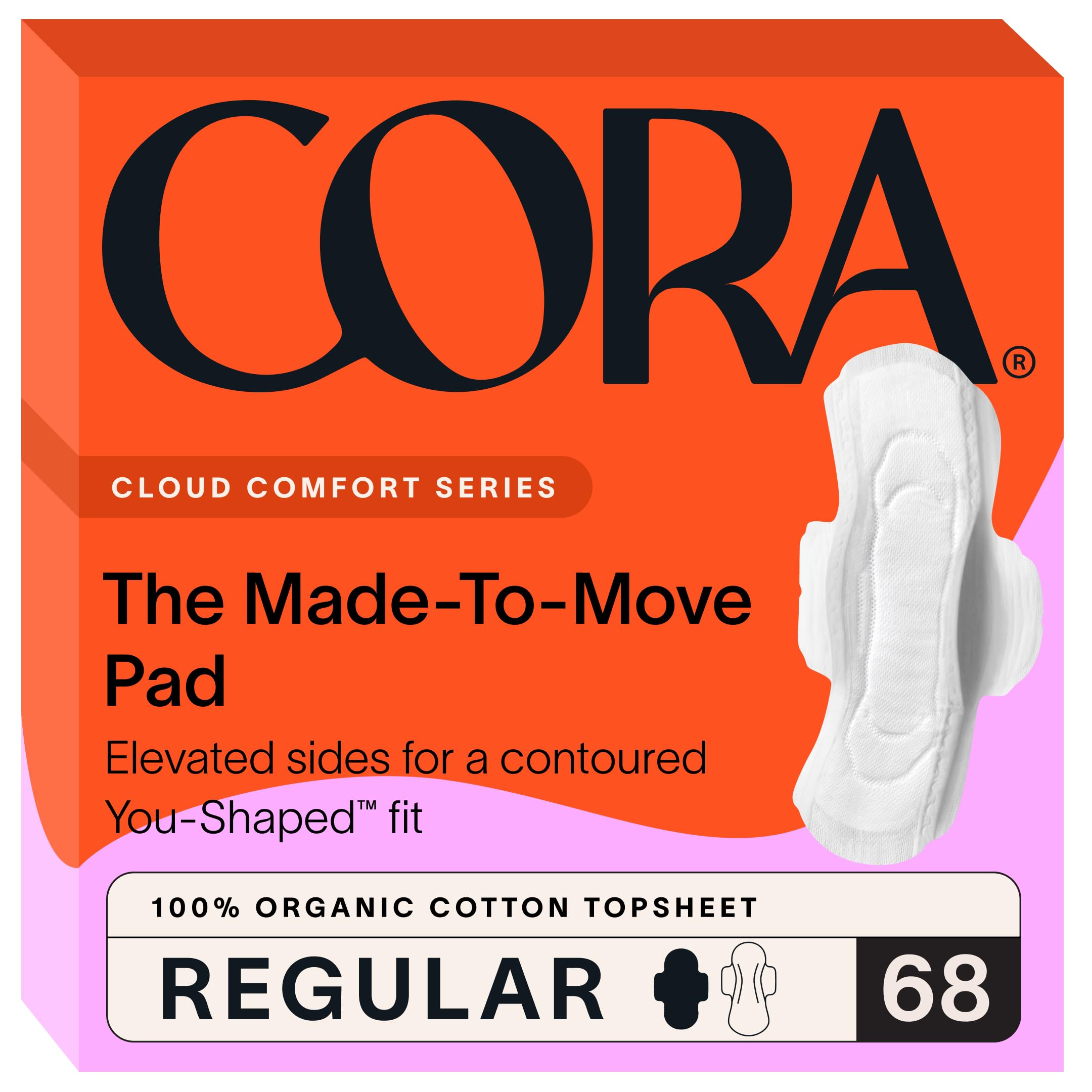 Cora 100 Organic Cotton Topsheet Pads 68 Made to Move Regular Pads