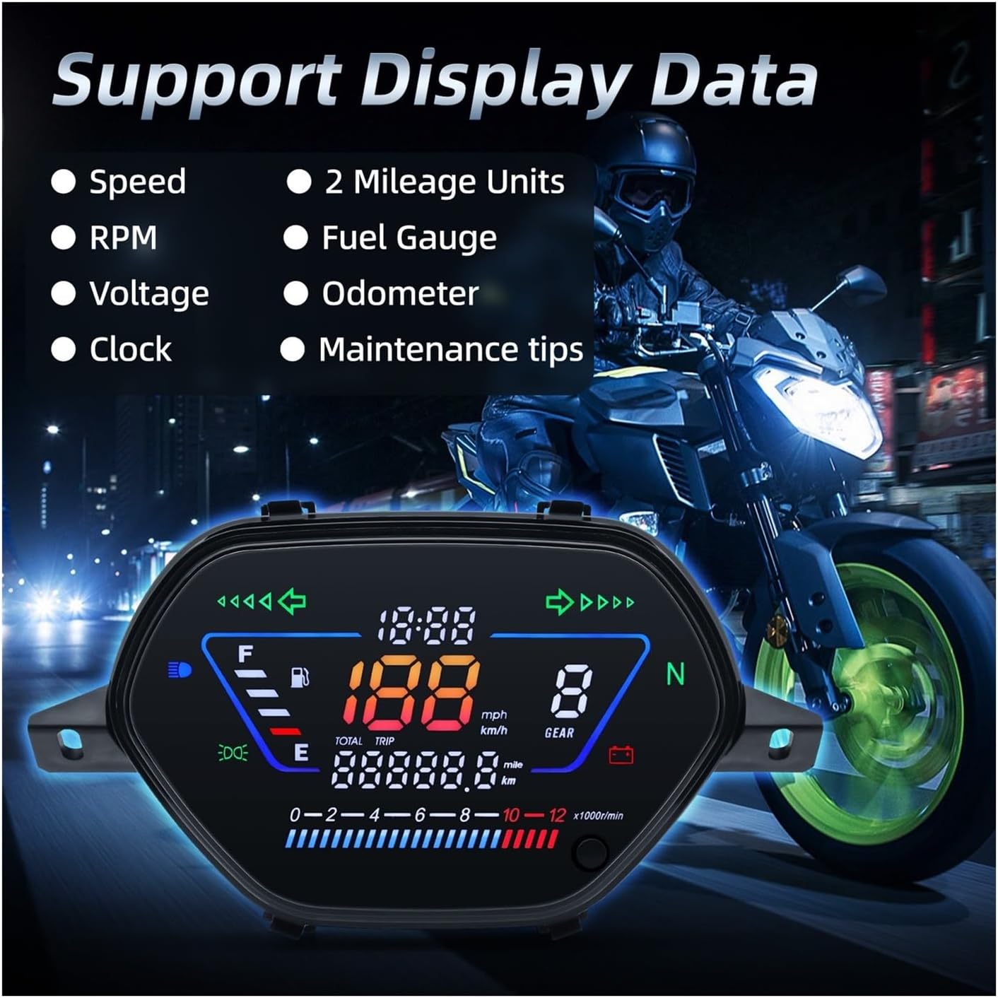 Motorcycle Odometer Speedometer Motorcycle Accessories Digital Dash Universal Tachometer for EX5 Class1 CX DX Wave100 CD100 for Al&PHA Ori Tokyoda DY110-2F
