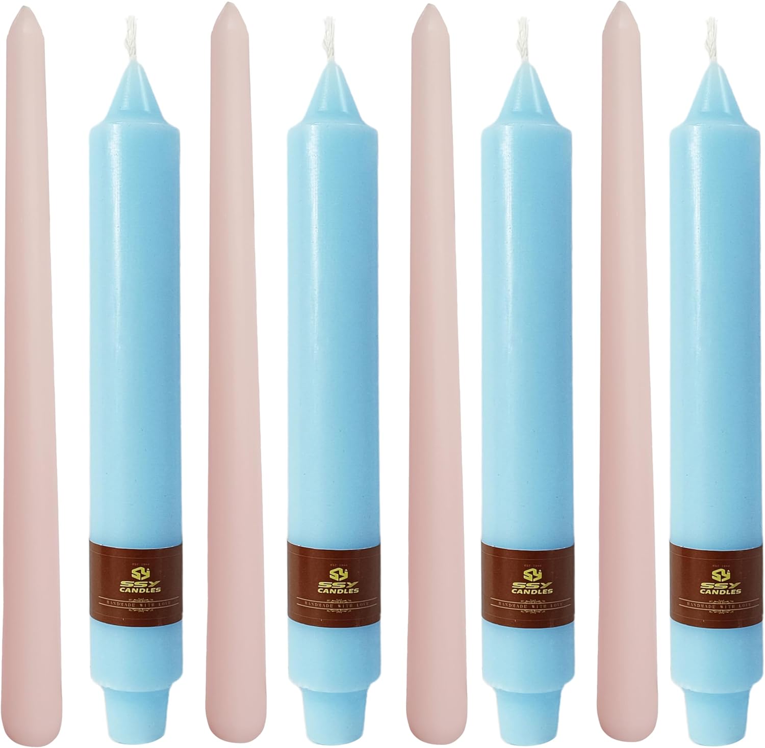 Pastel Taper Candles Smokeless, Unscented Hand Poured Tall Candlesticks - Perfect for Home Decor, Weddings, and Special Occasions