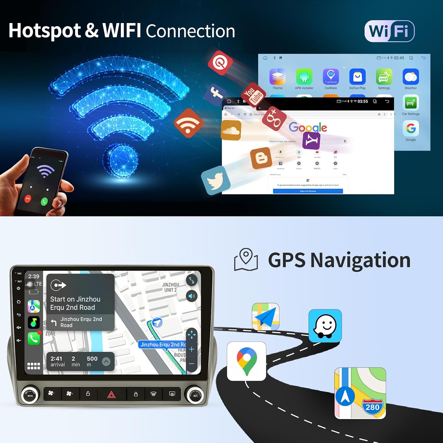 Car Radio for Chevrolet Camaro 2010 2011 2012 2013 2014 2015 Radio Replacement Upgrade with Wireless Carplay Android Auto 9 Inch Touch Screen DSP SWC AHD Backup Camera DSP GPS Navigation Head Unit